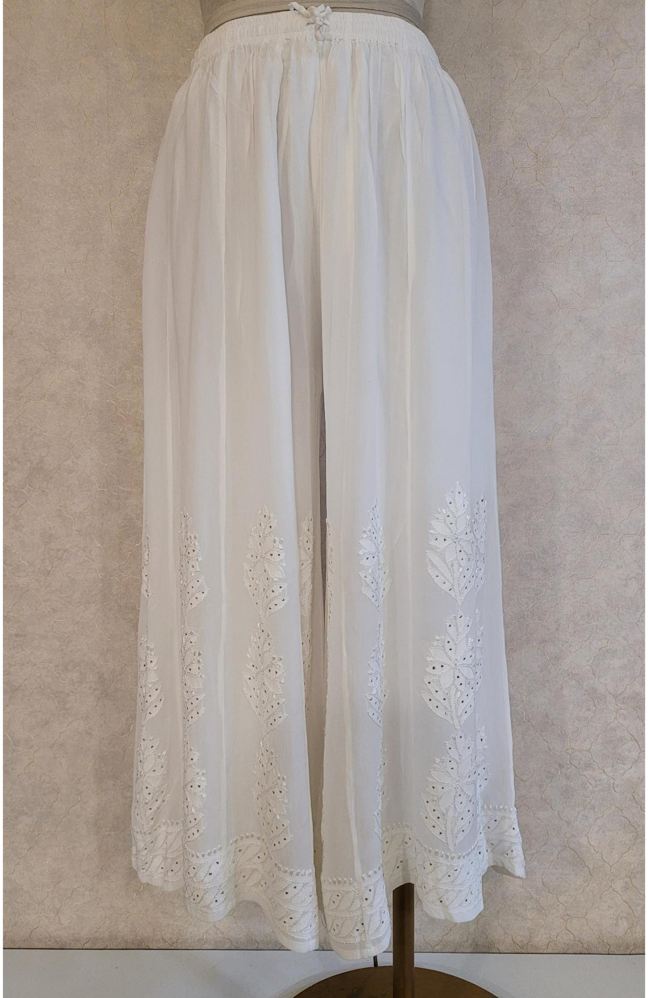 White Pure Georgette Chikankari Sharara