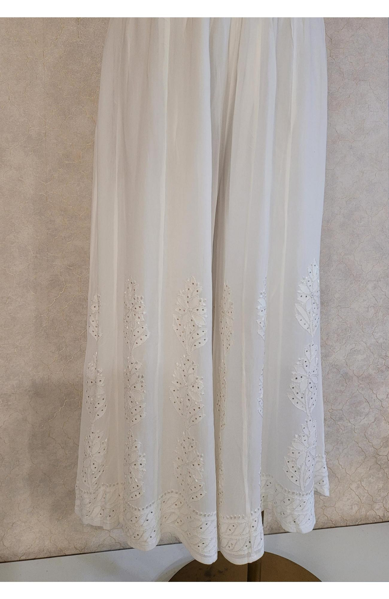 White Pure Georgette Chikankari Sharara