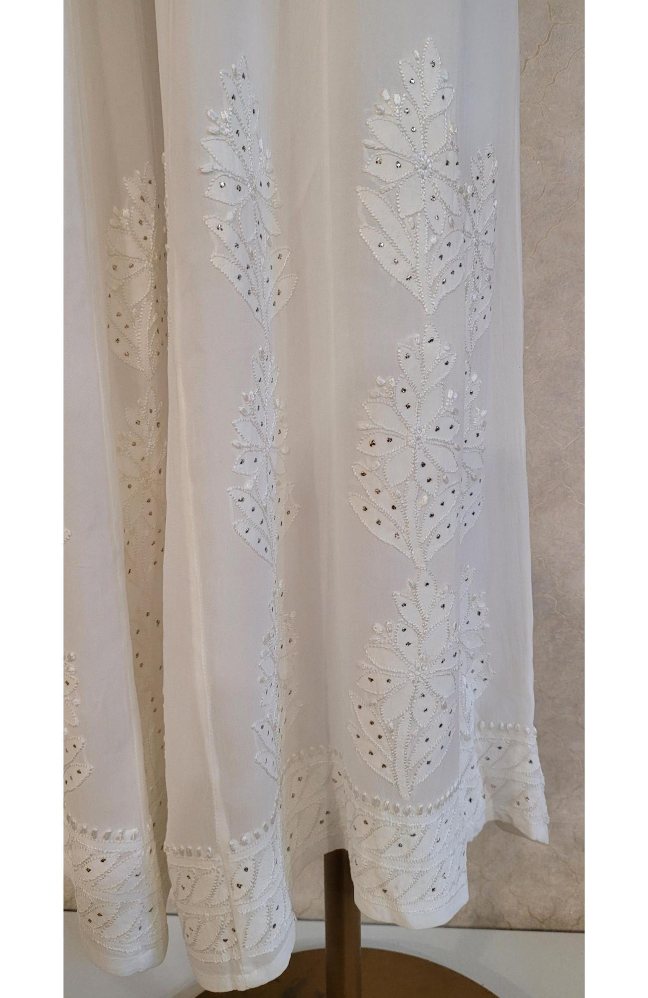 White Pure Georgette Chikankari Sharara