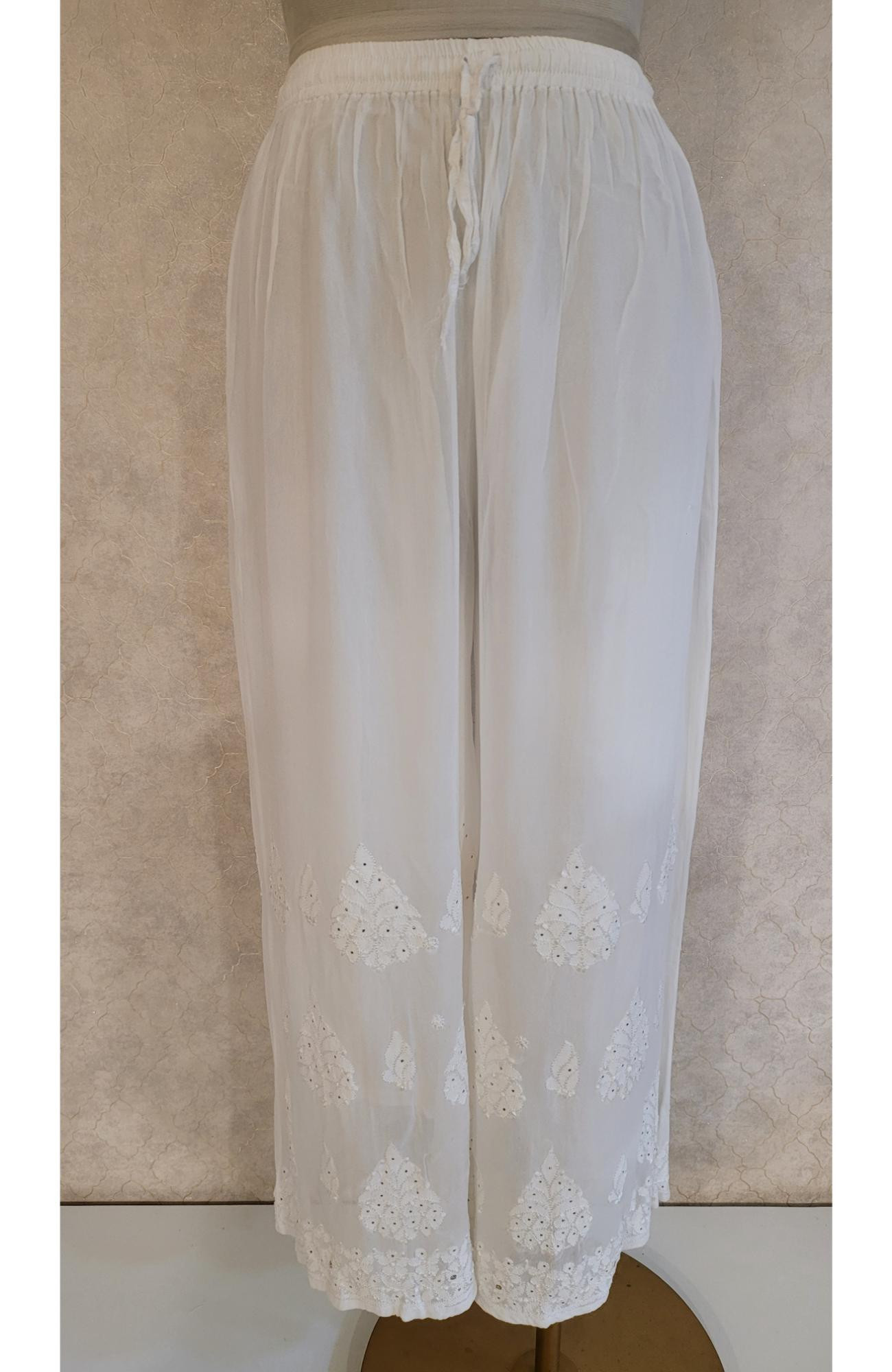 White Pure Georgette Chikankari Sharara