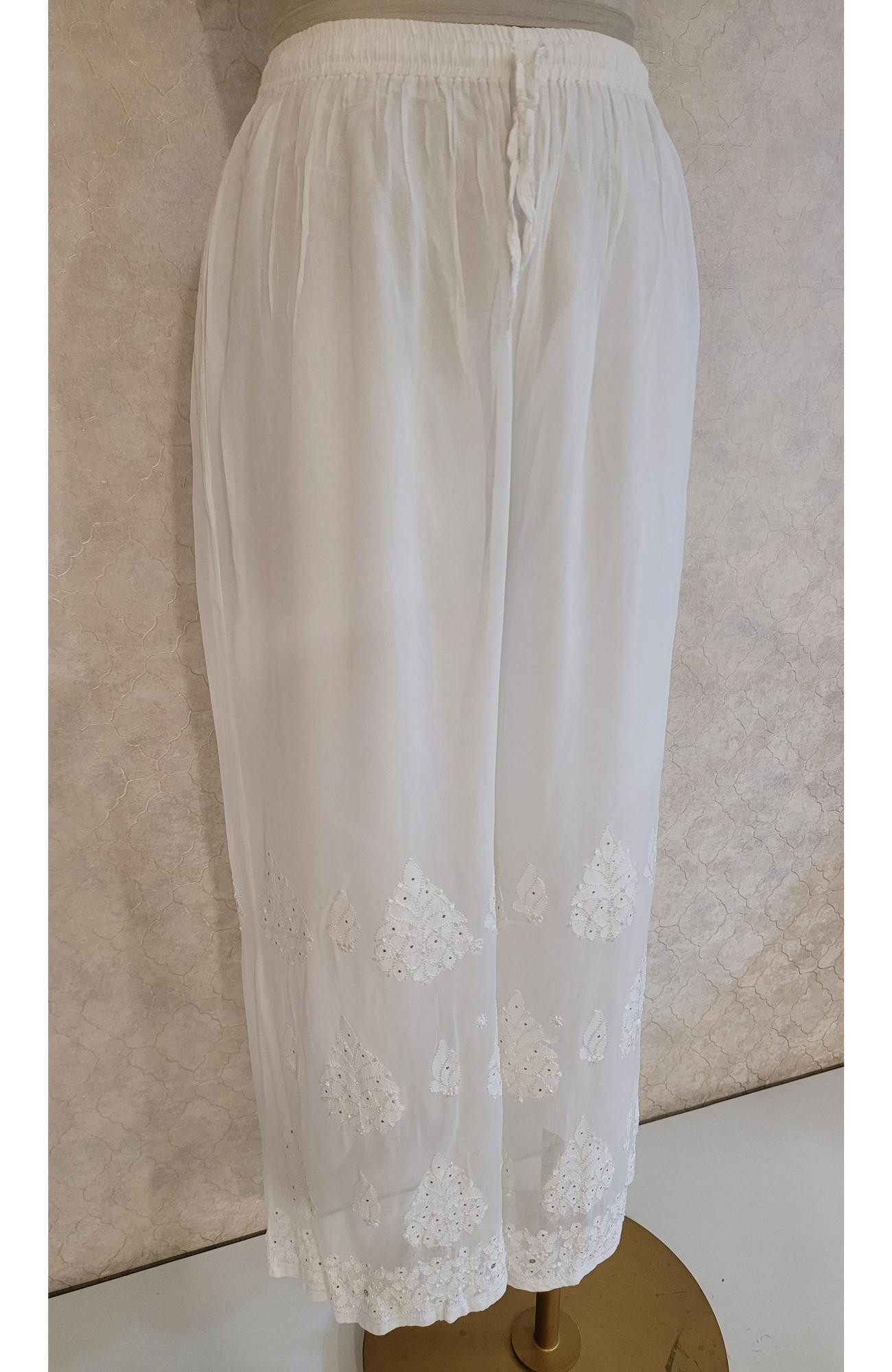 White Pure Georgette Chikankari Sharara