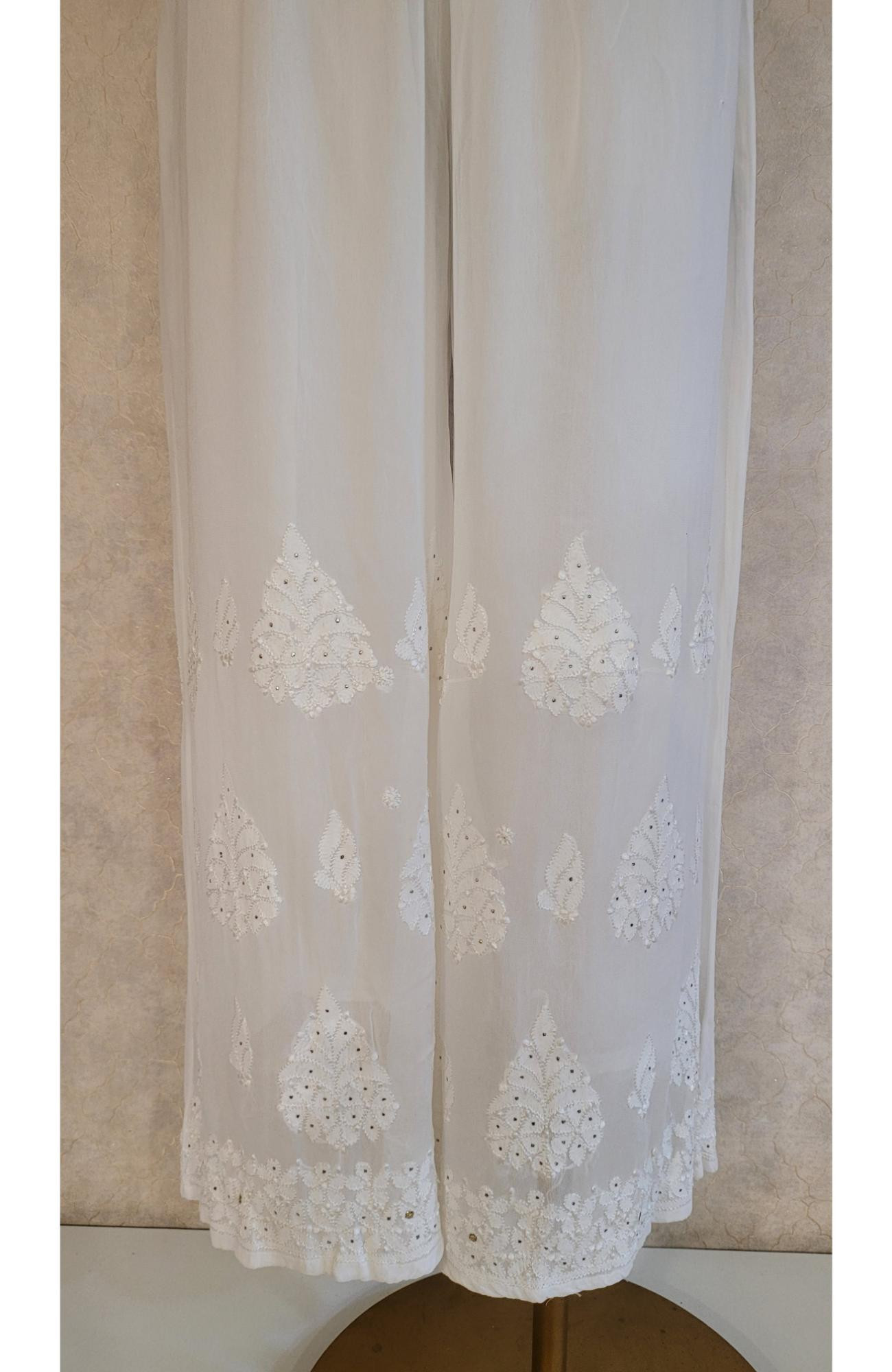 White Pure Georgette Chikankari Sharara
