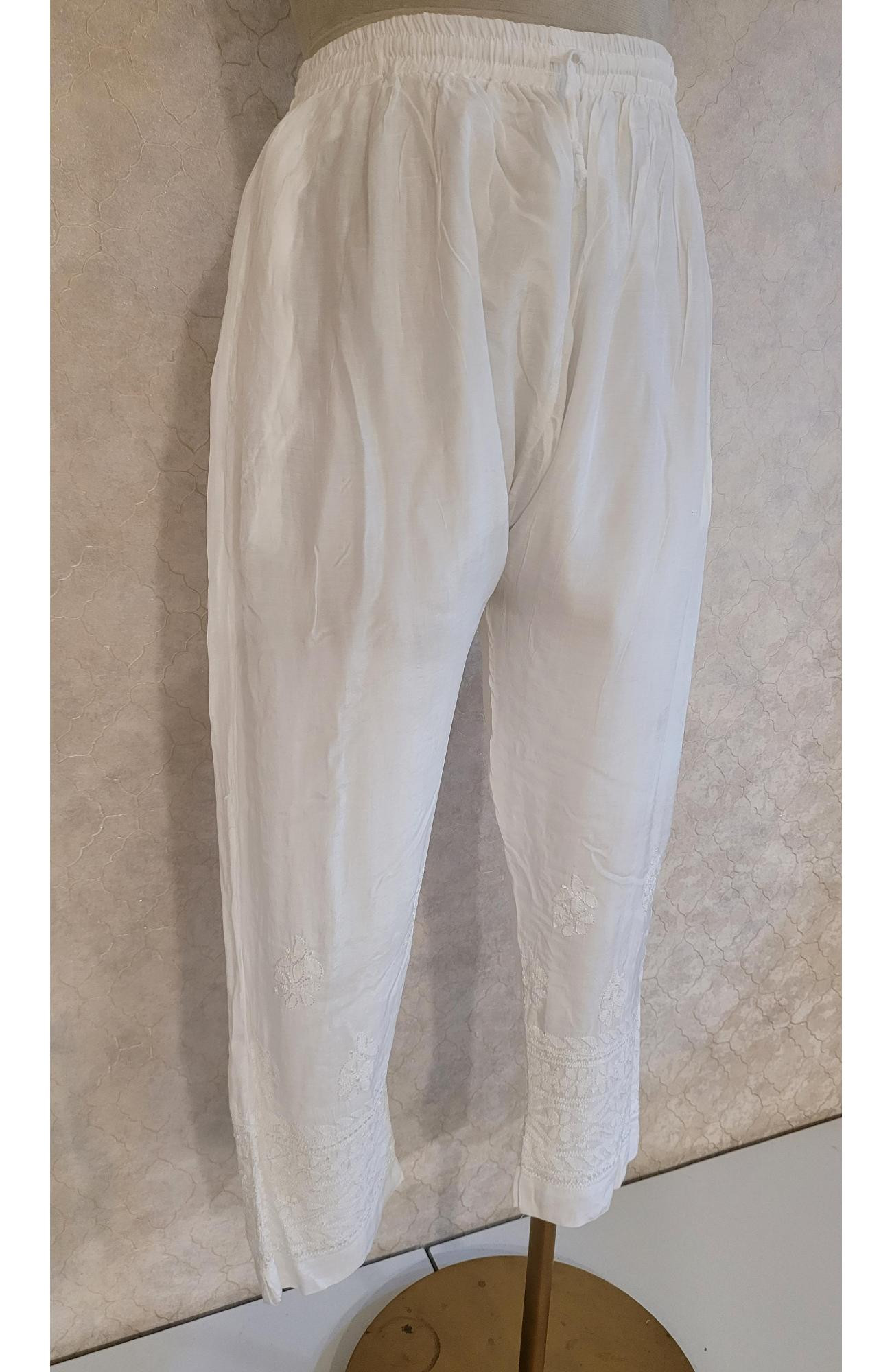 White Muslin Chikankari Pant