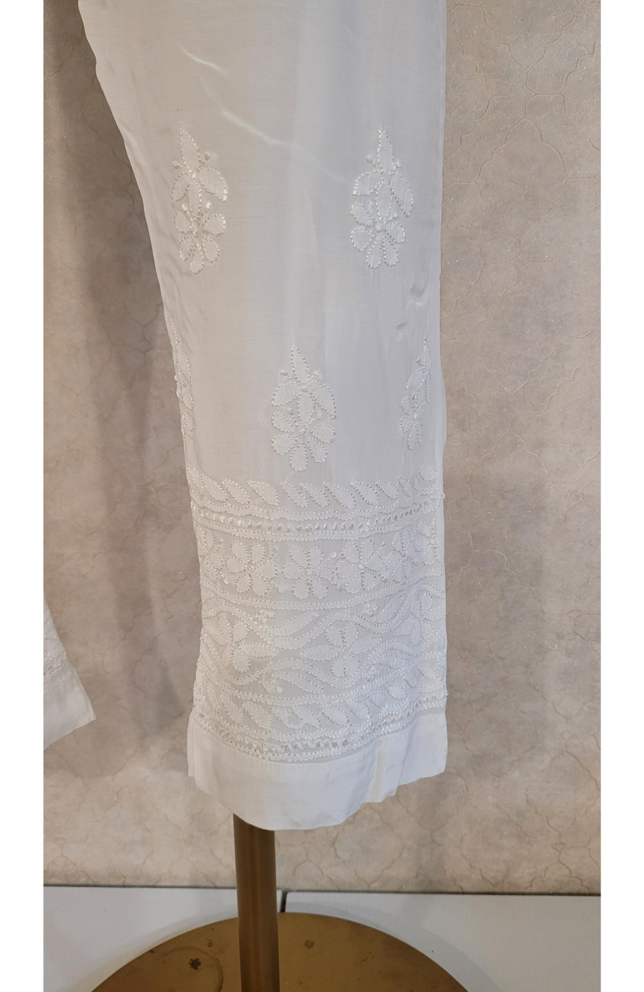 White Muslin Chikankari Pant