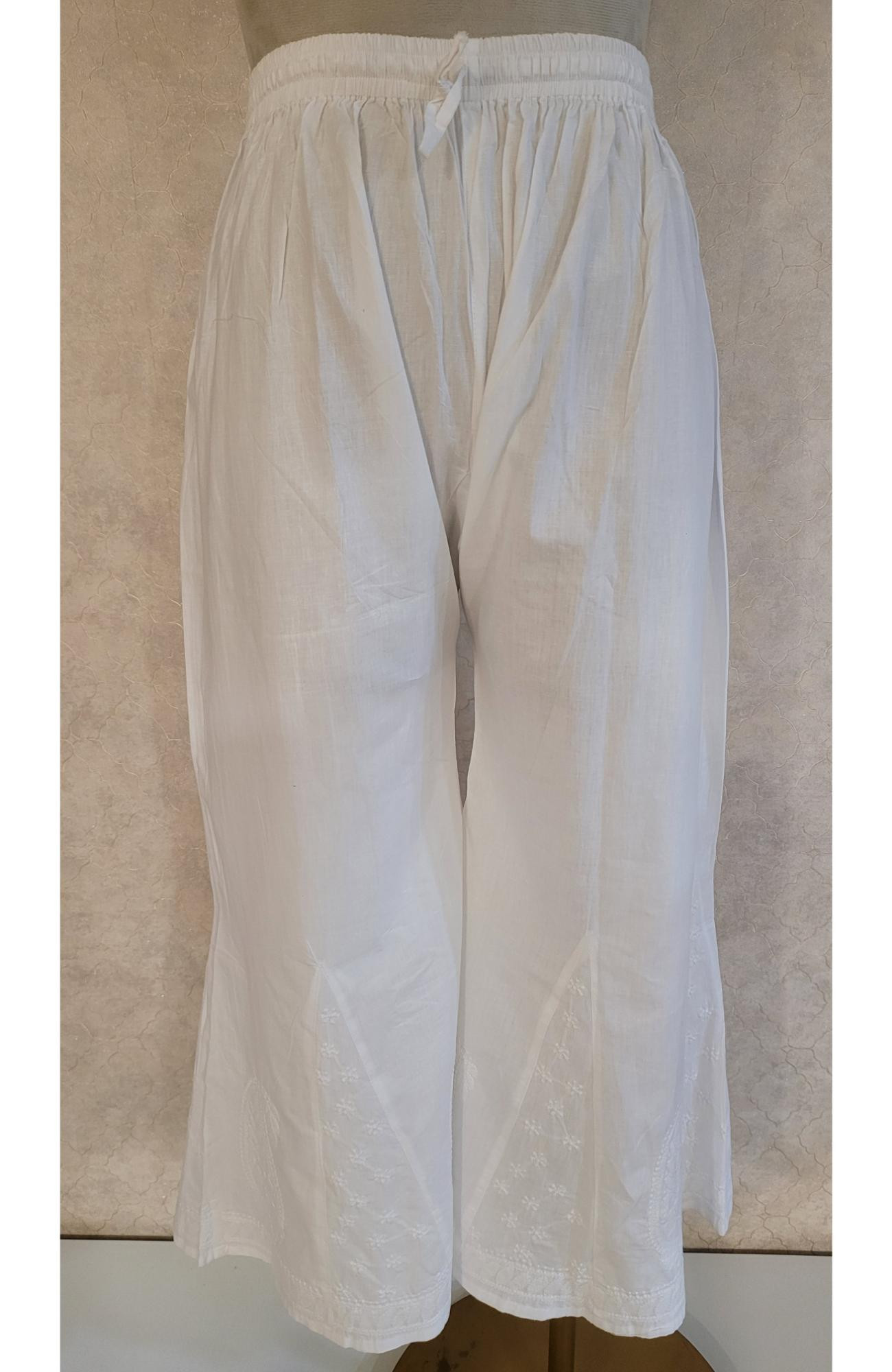 White Cotton Chikankari Palazo