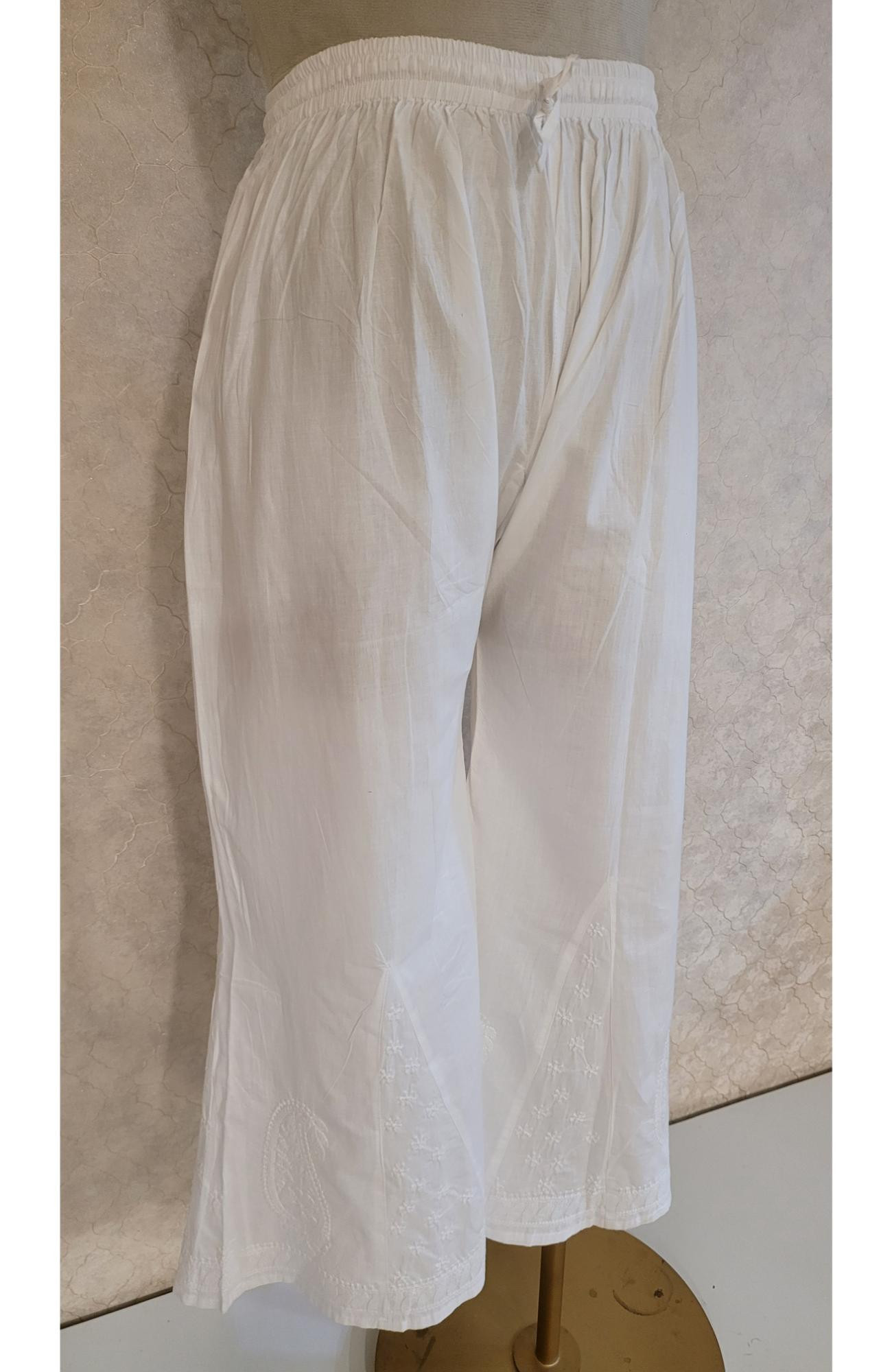 White Cotton Chikankari Palazo