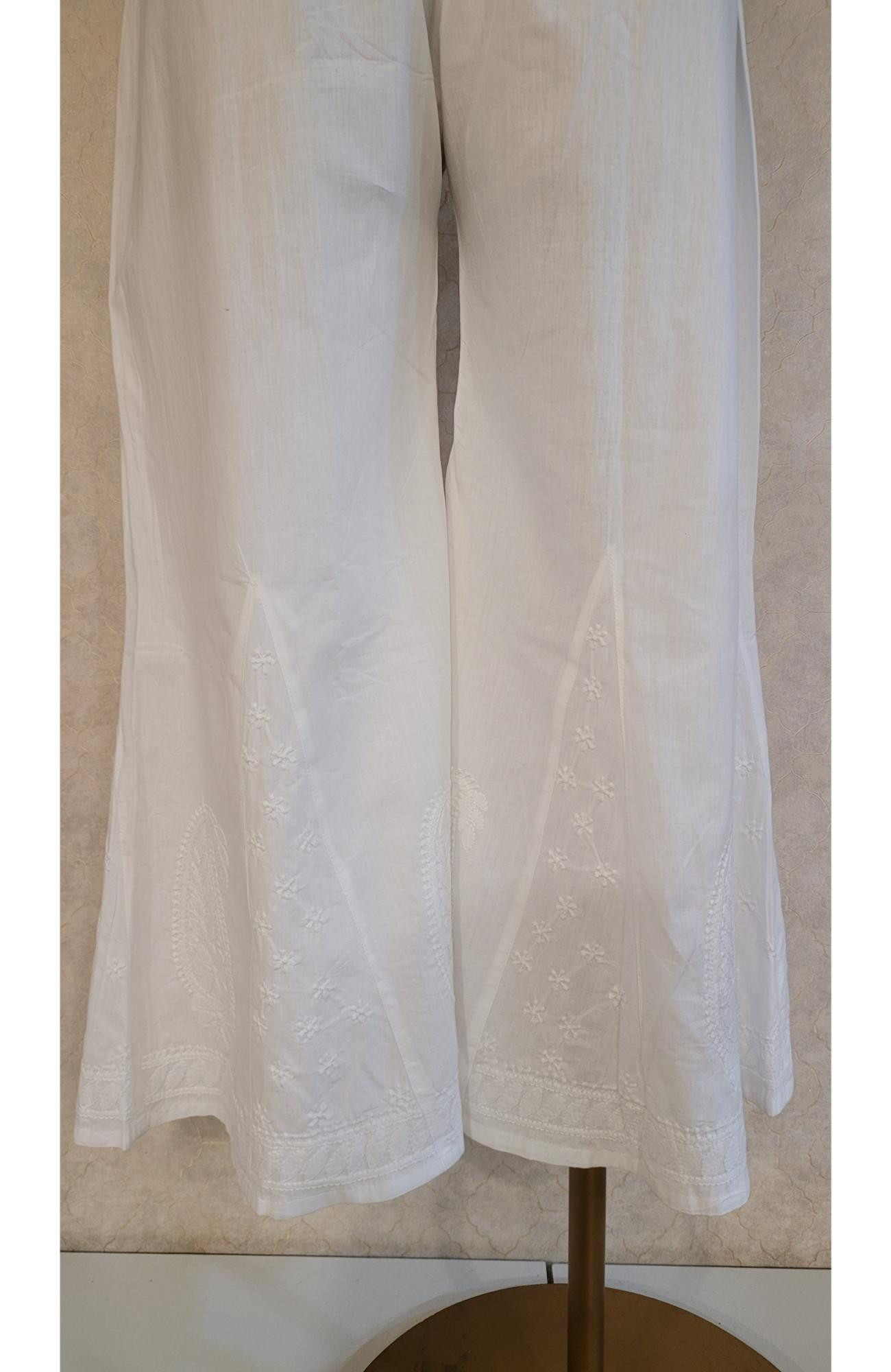 White Cotton Chikankari Palazo