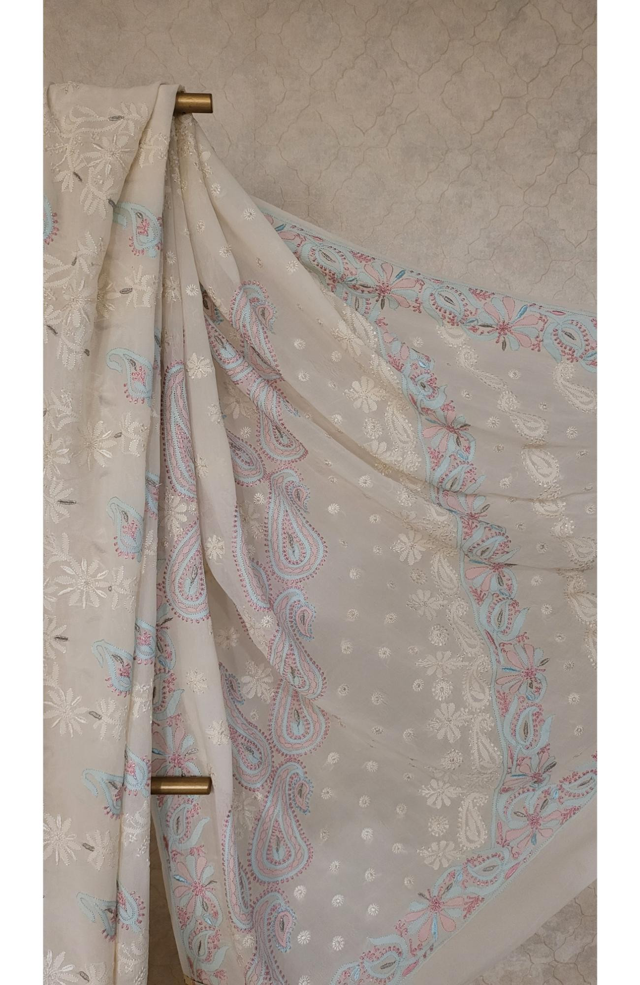 Off-white Pure Greorgette Chikankari Saree