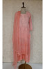 Peach Pink Muslin Chikankari Kurta, Dupatta &amp; Pant Set