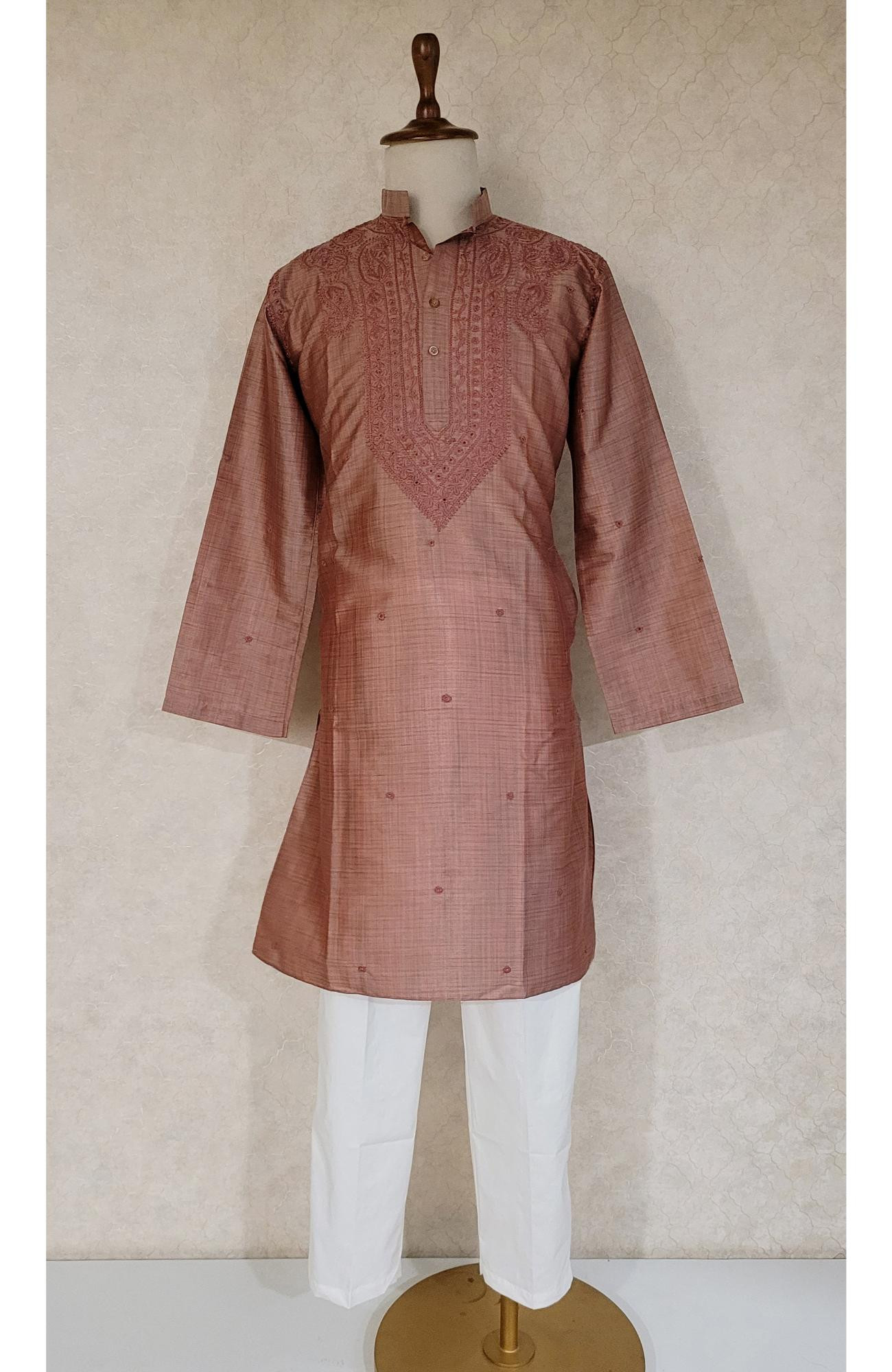 Onion Silk Blend Chikankari Kurta