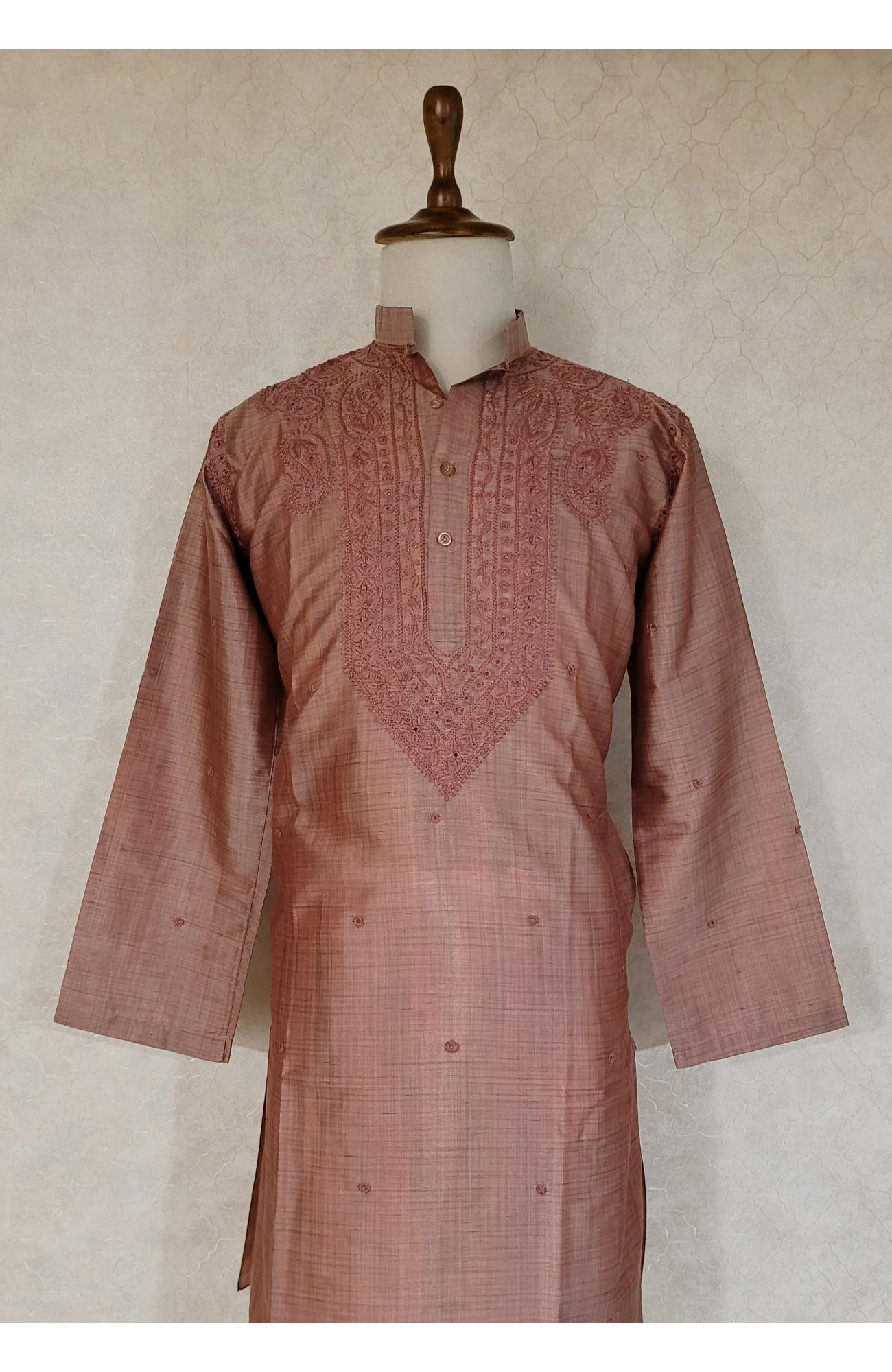 Onion Silk Blend Chikankari Kurta
