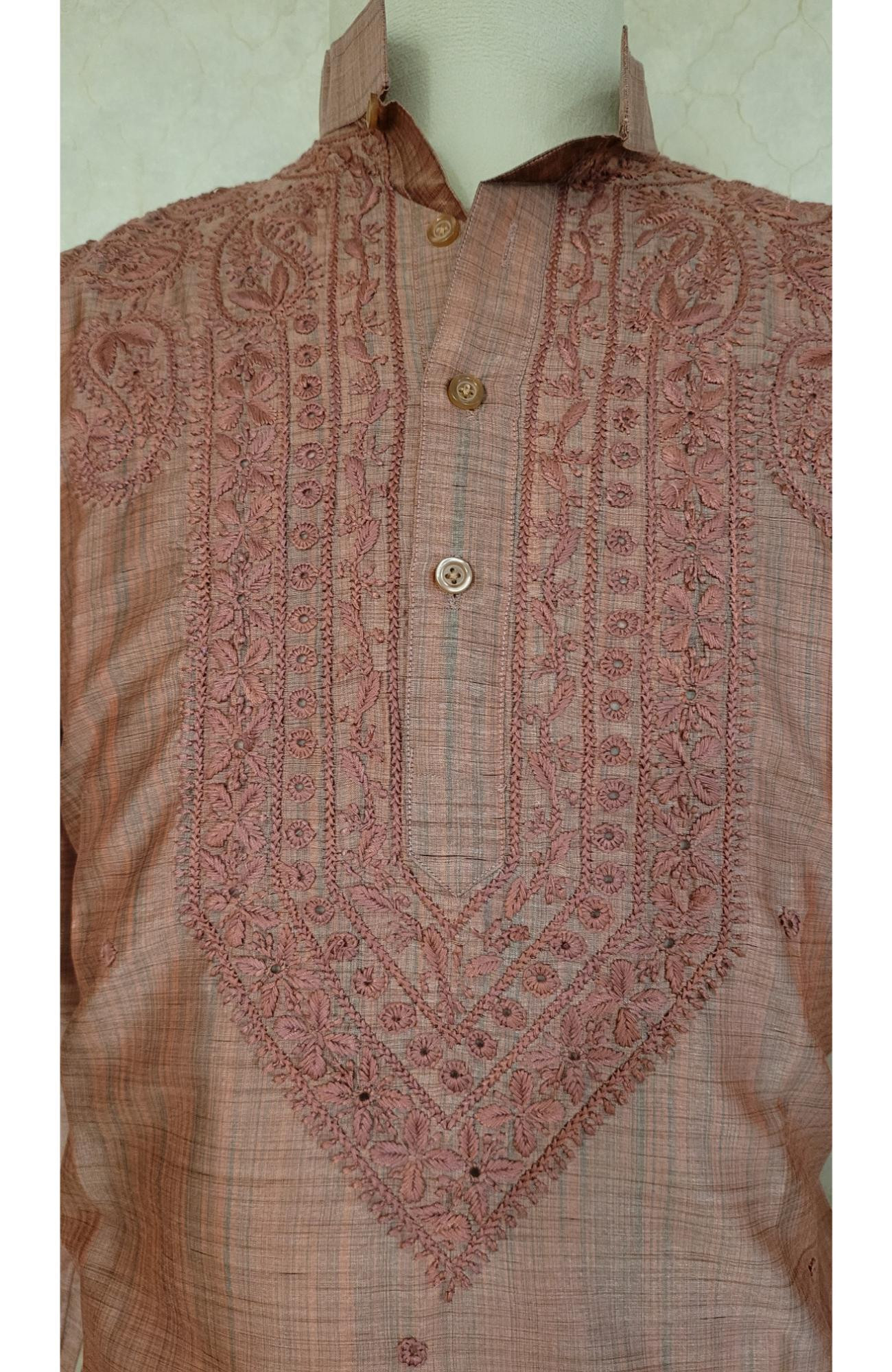 Onion Silk Blend Chikankari Kurta