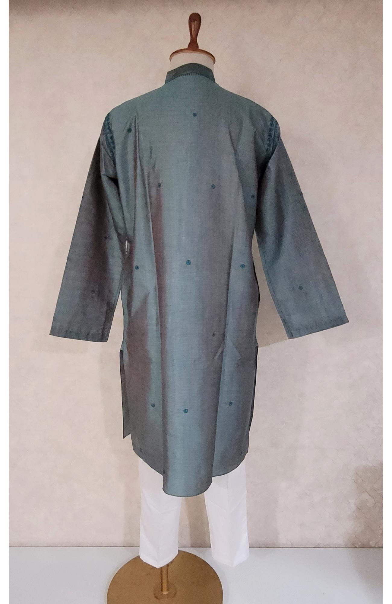 Green Silk Blend Chikankari Kurta