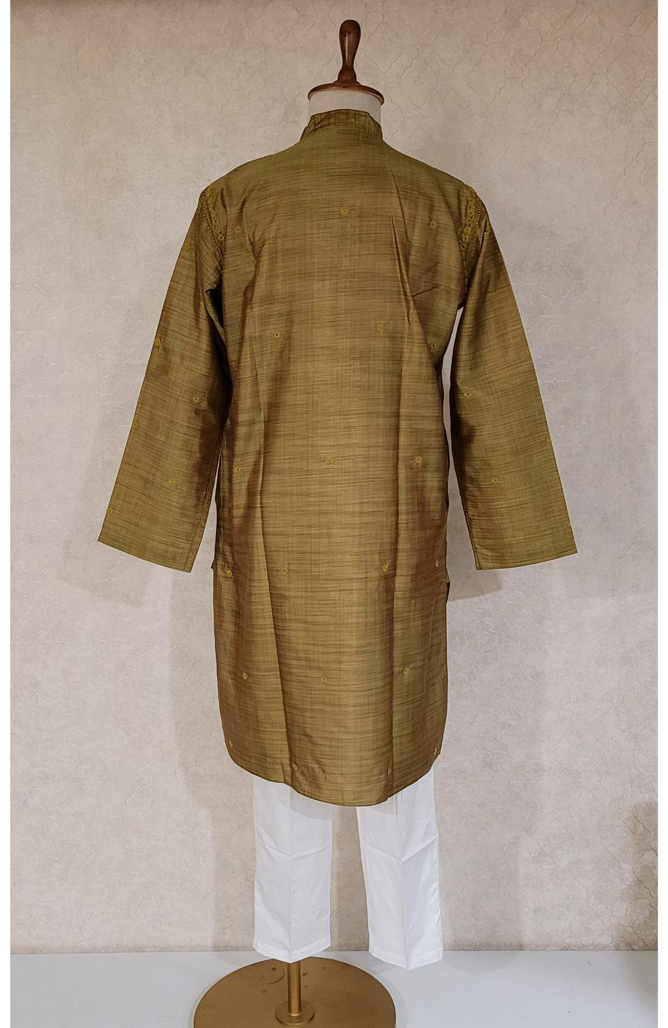 Dhani Green Silk Blend Chikankari Kurta