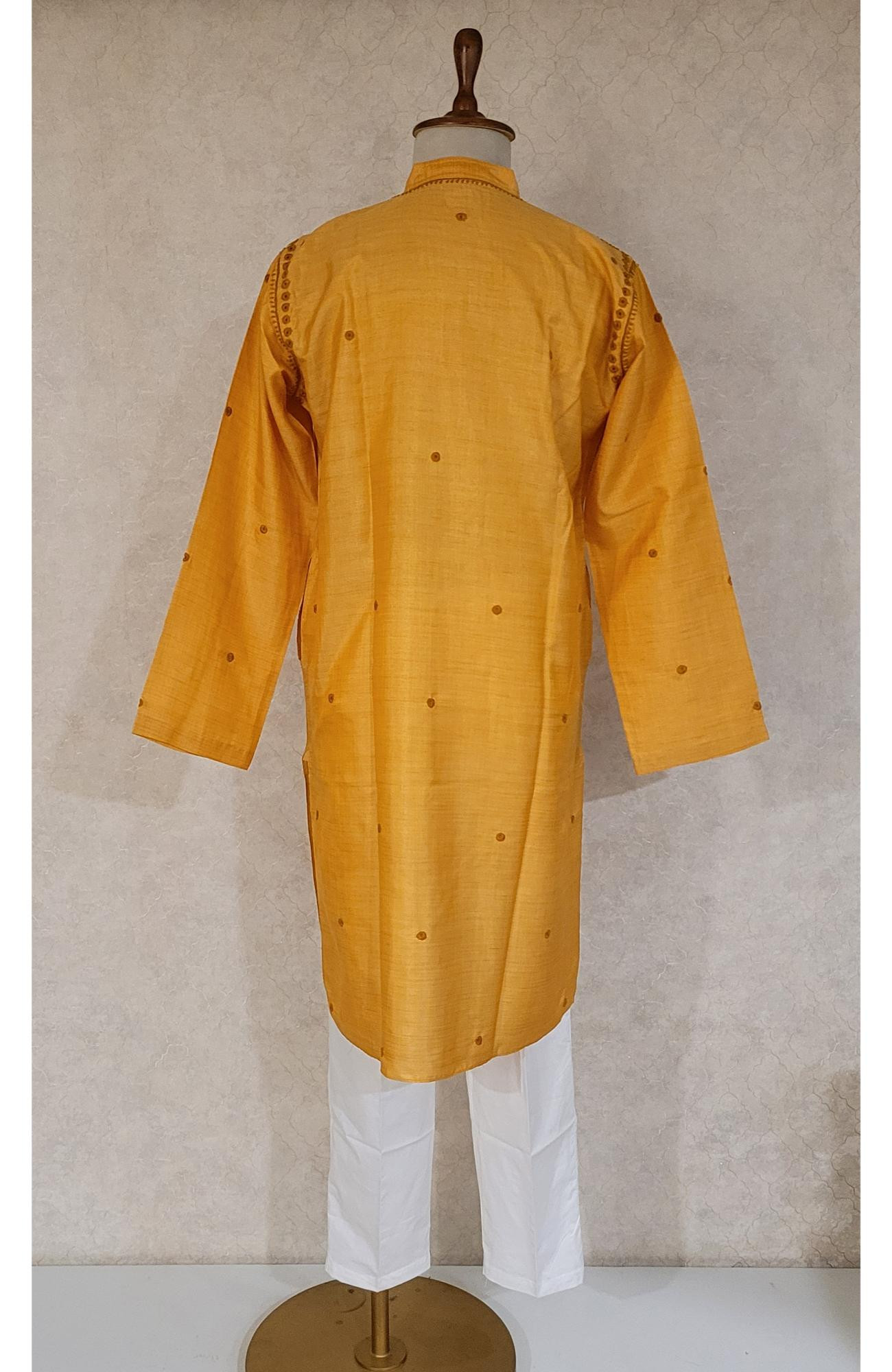 Green Silk Blend Chikankari Kurta