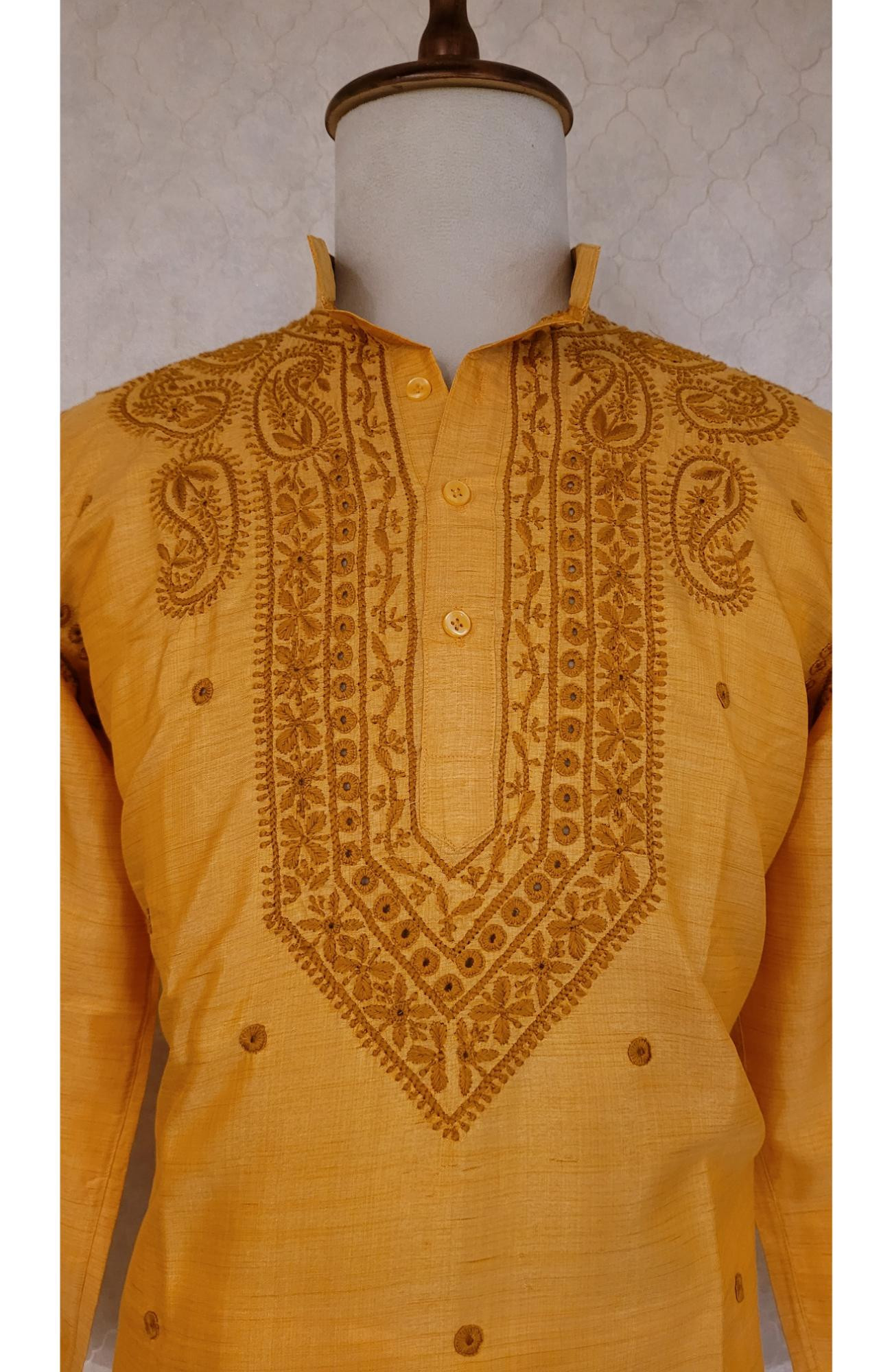 Green Silk Blend Chikankari Kurta