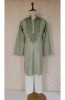 Green Khadi Cotton Chikankari Kurta