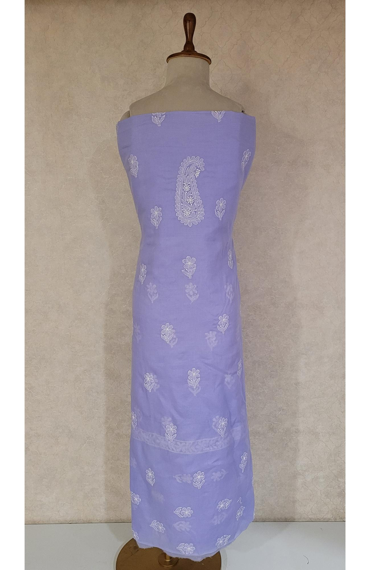 Lavender Cotton Chikankari Suit Length