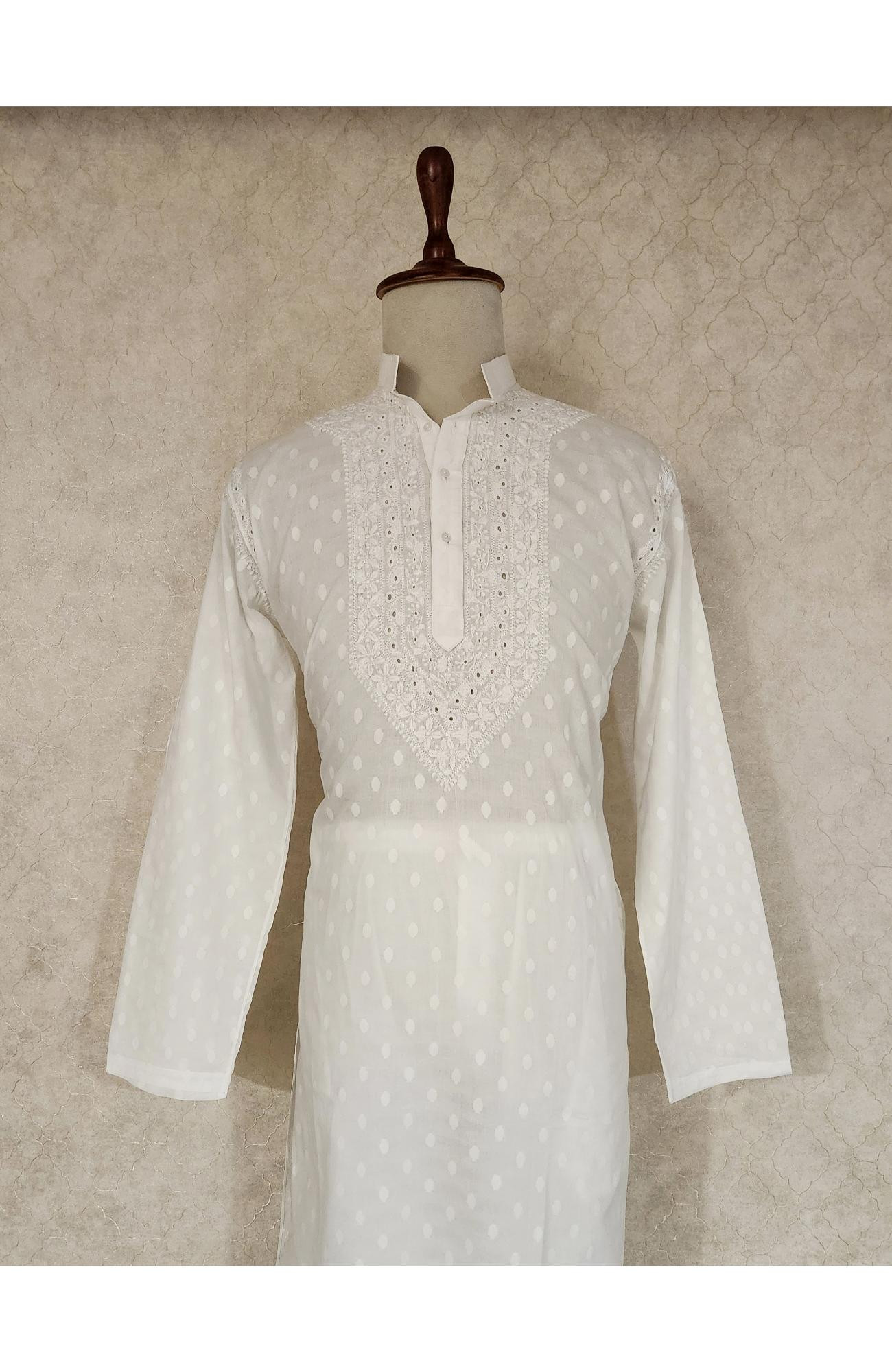 White Mul Cotton Chikankari Kurta