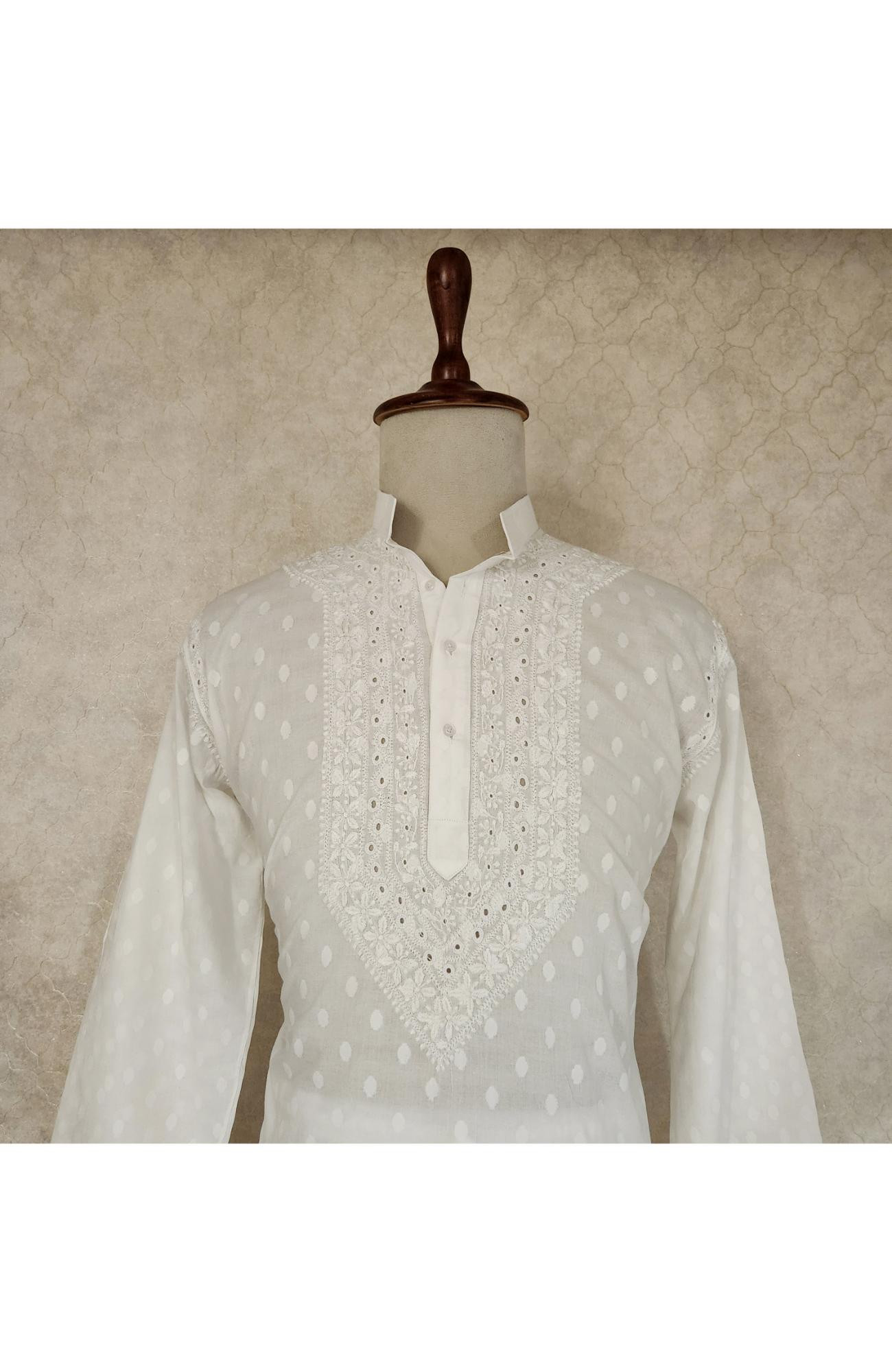 White Mul Cotton Chikankari Kurta