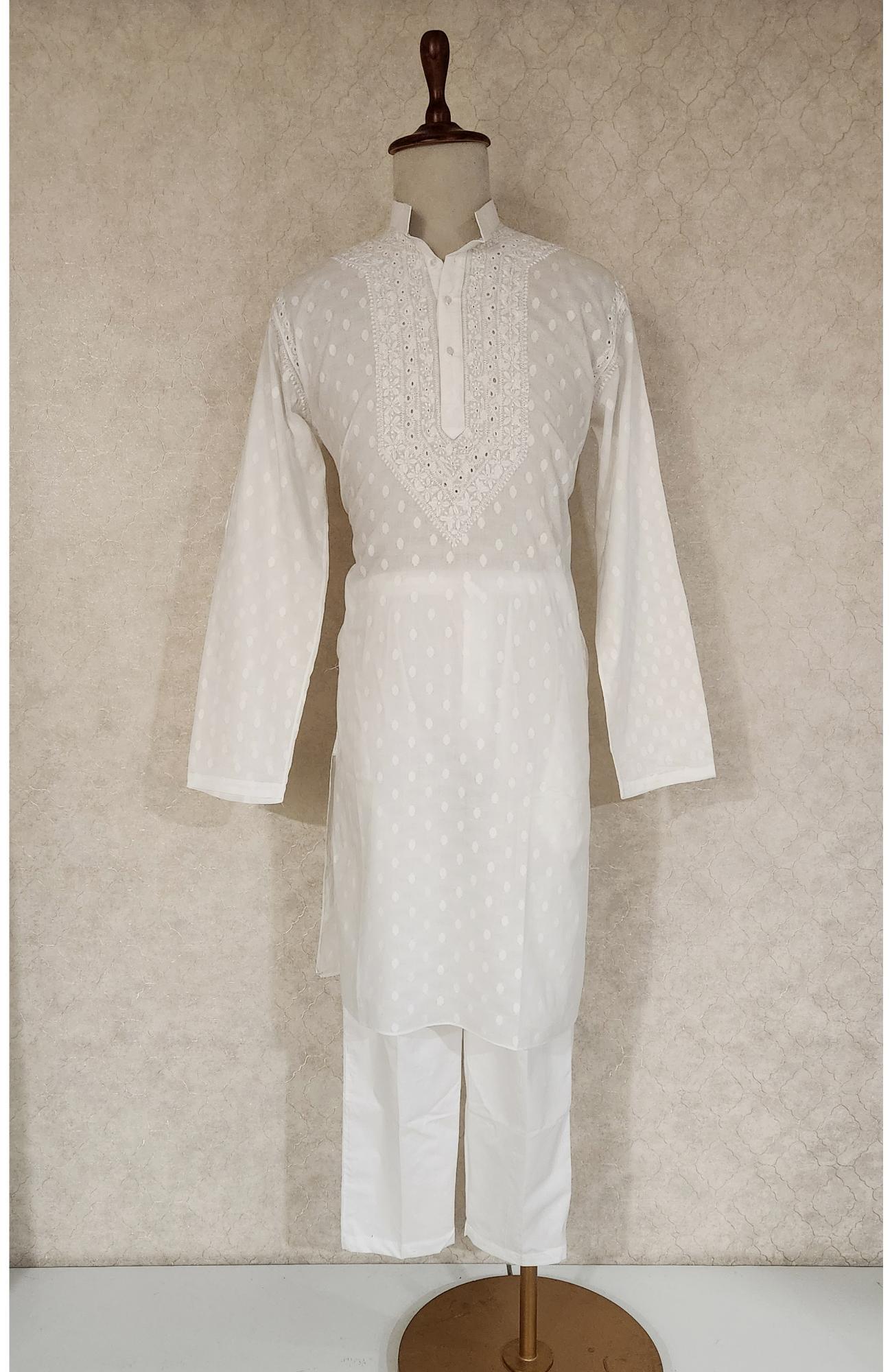 White Mul Cotton Chikankari Kurta