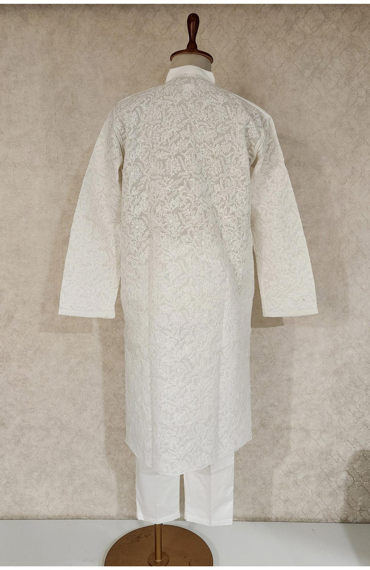 White Cotton Chikankari Kurta