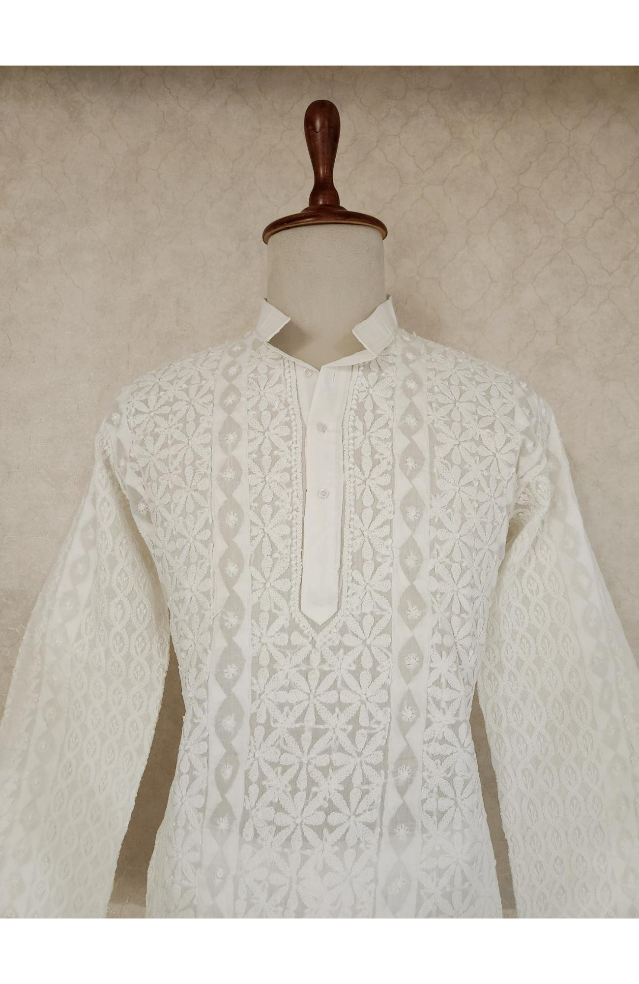 White Cotton Chikankari Kurta