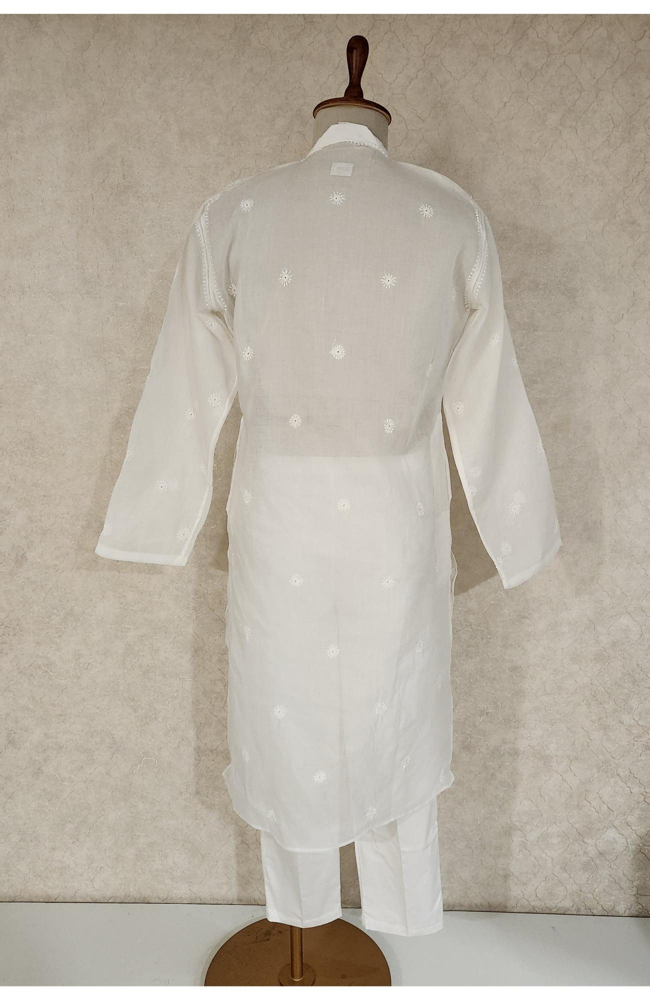 White Cotton Chikankari Kurta