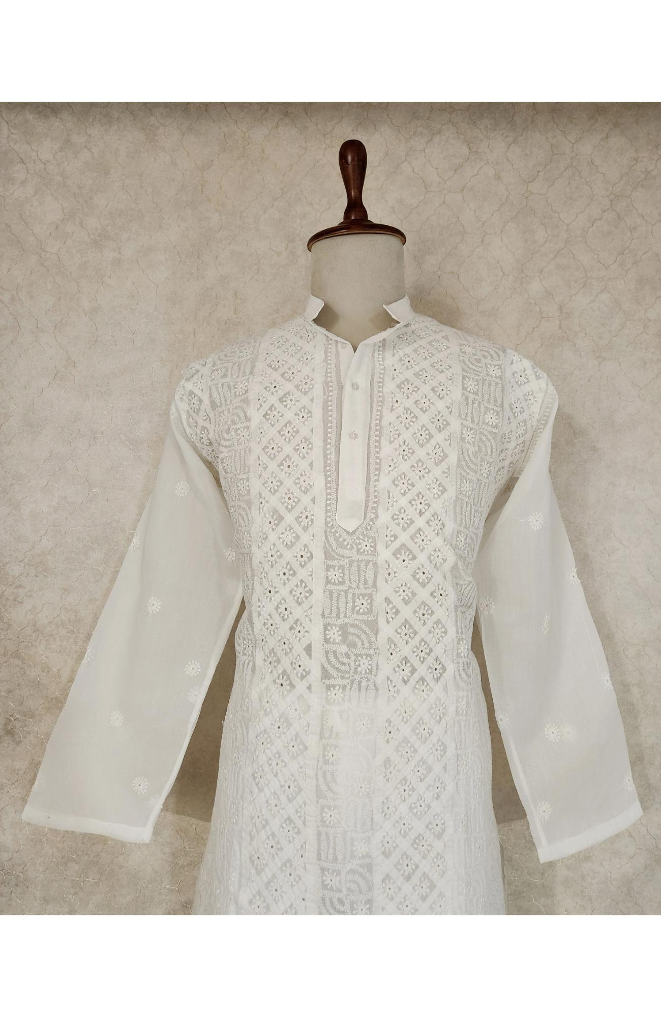White Cotton Chikankari Kurta