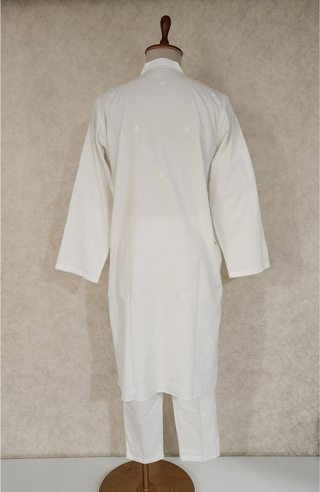 White Cotton Chikankari Kurta