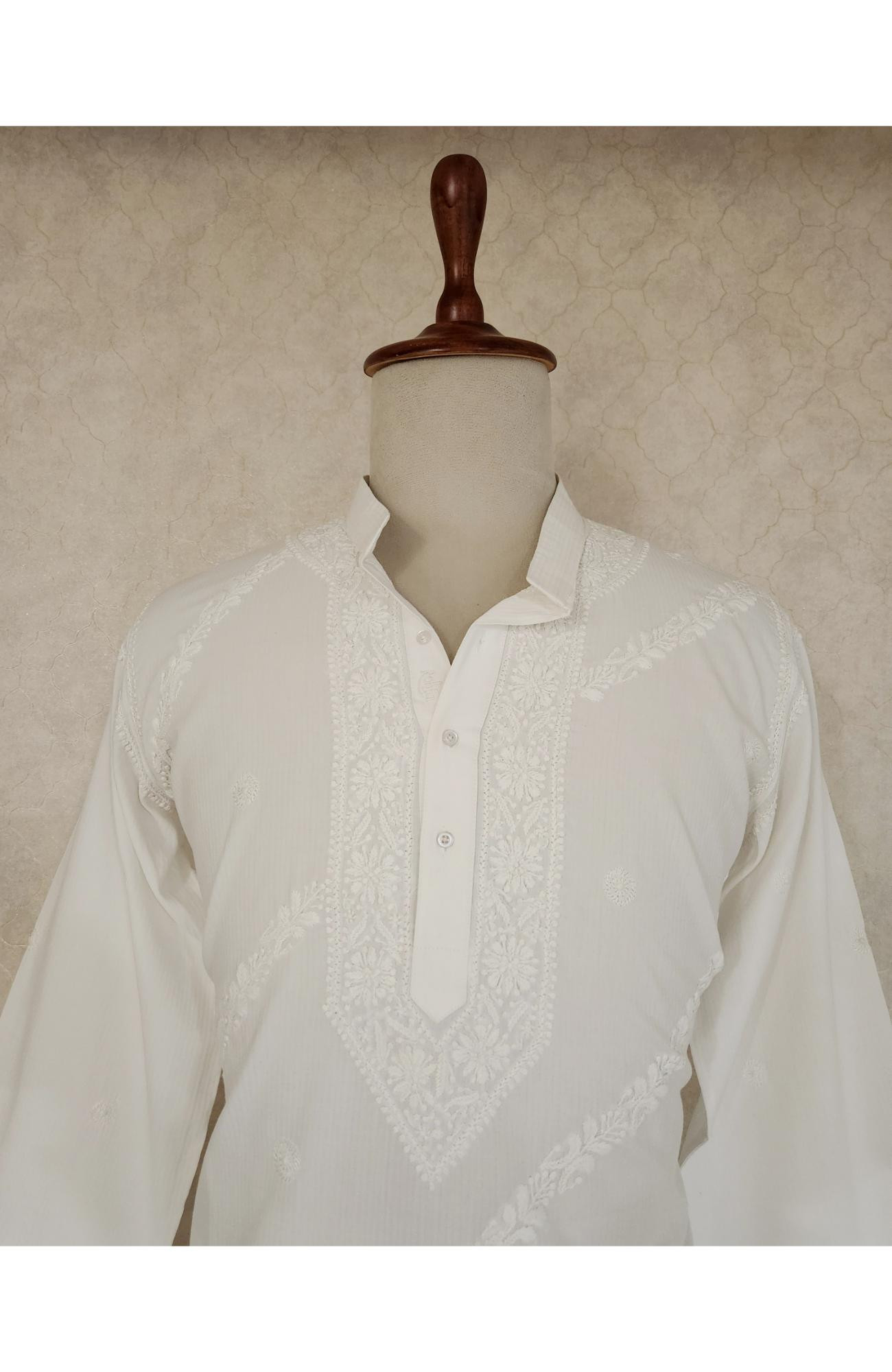 White Cotton Chikankari Kurta