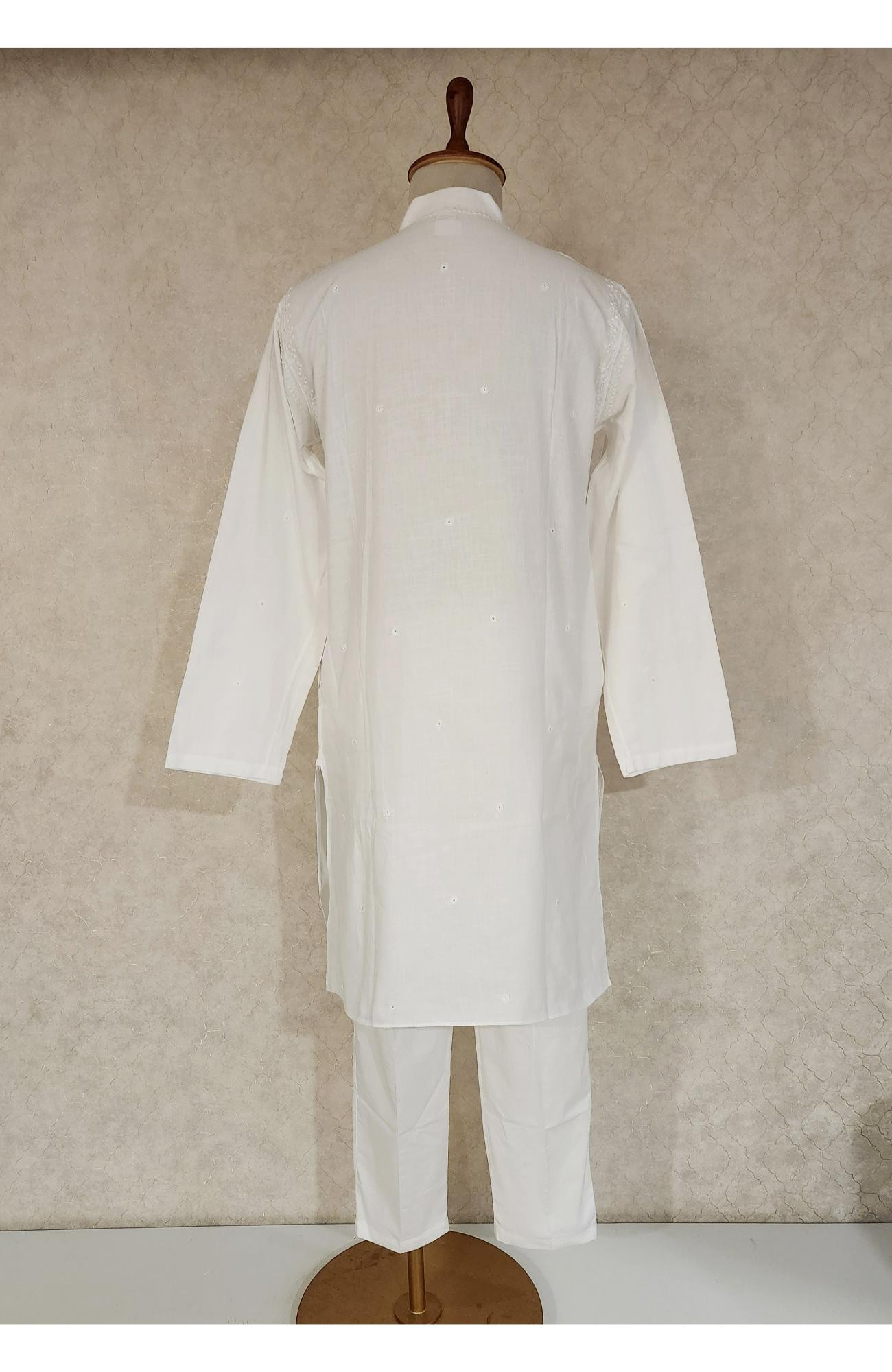 White Cotton Chikankari Kurta