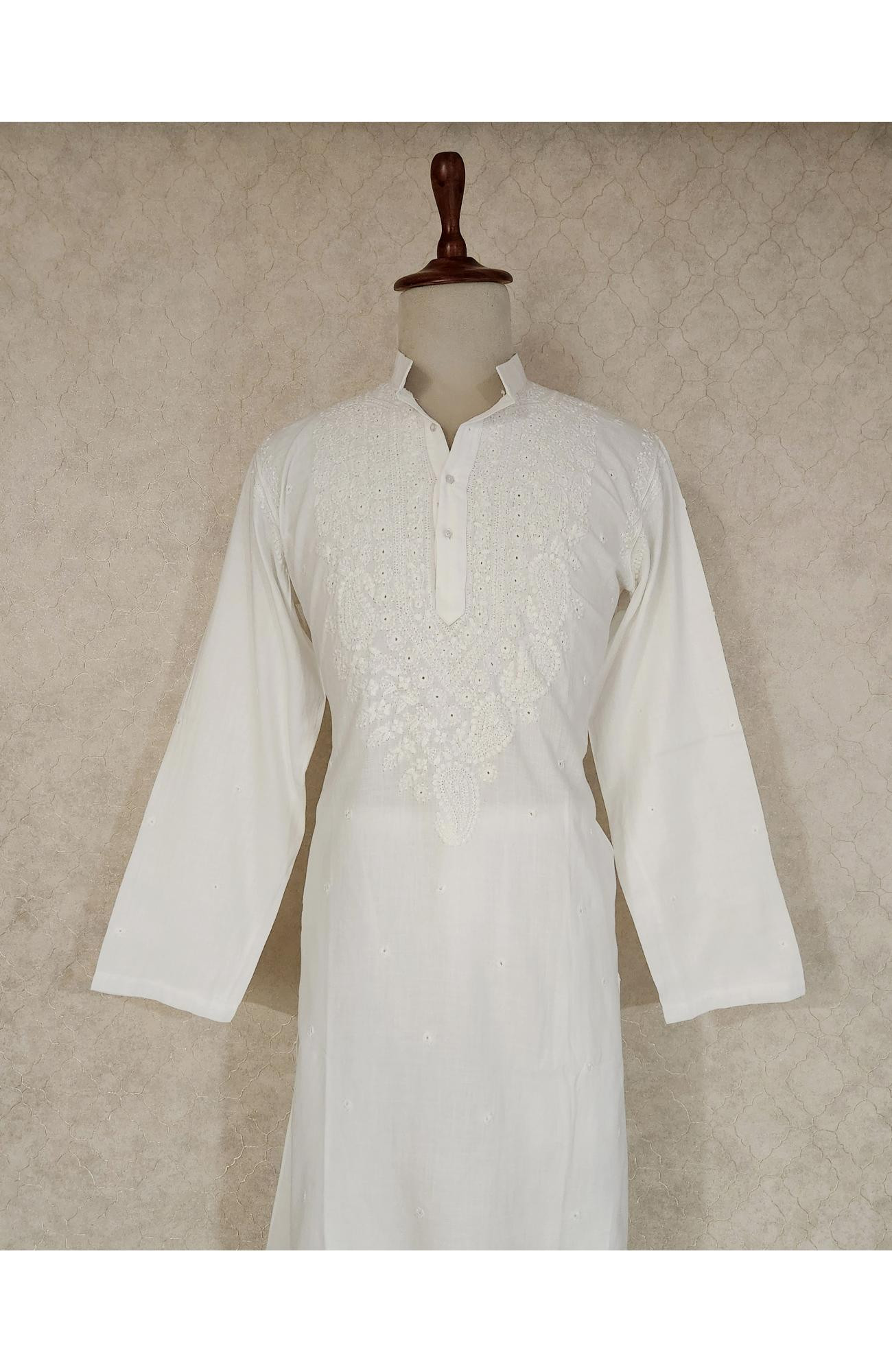 White Cotton Chikankari Kurta