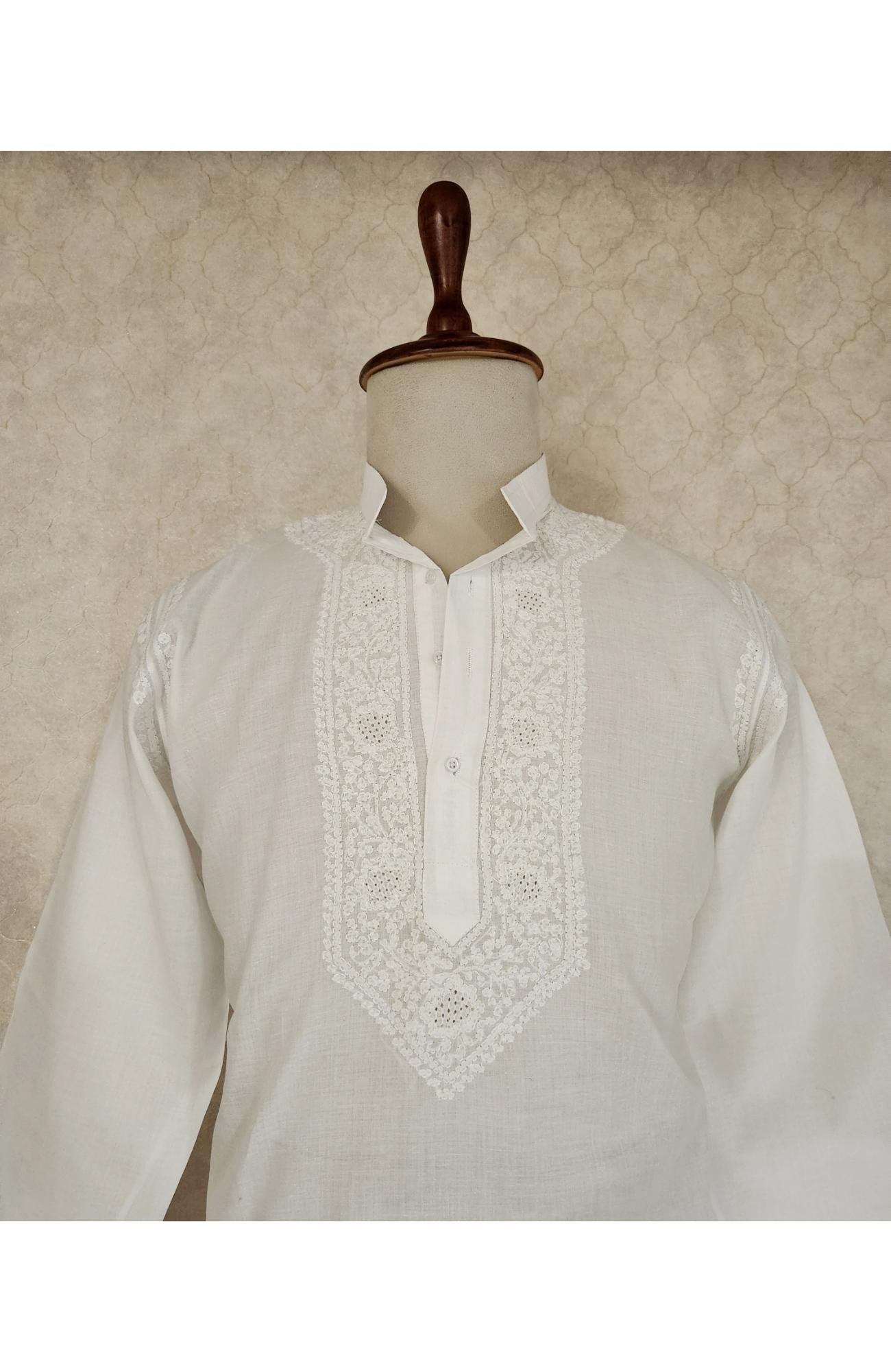 White Cotton Chikankari Kurta