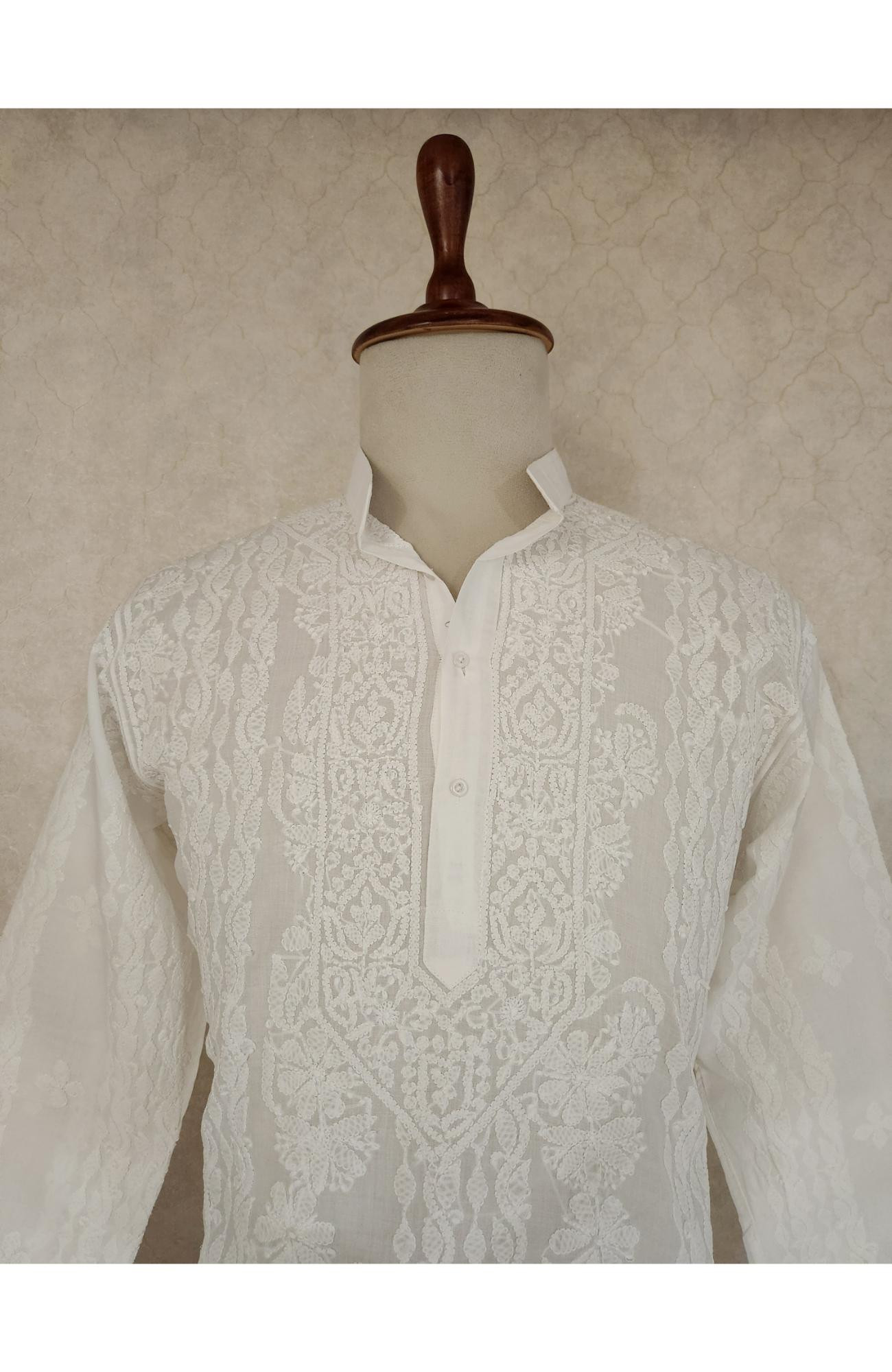 White Cotton Chikankari Kurta