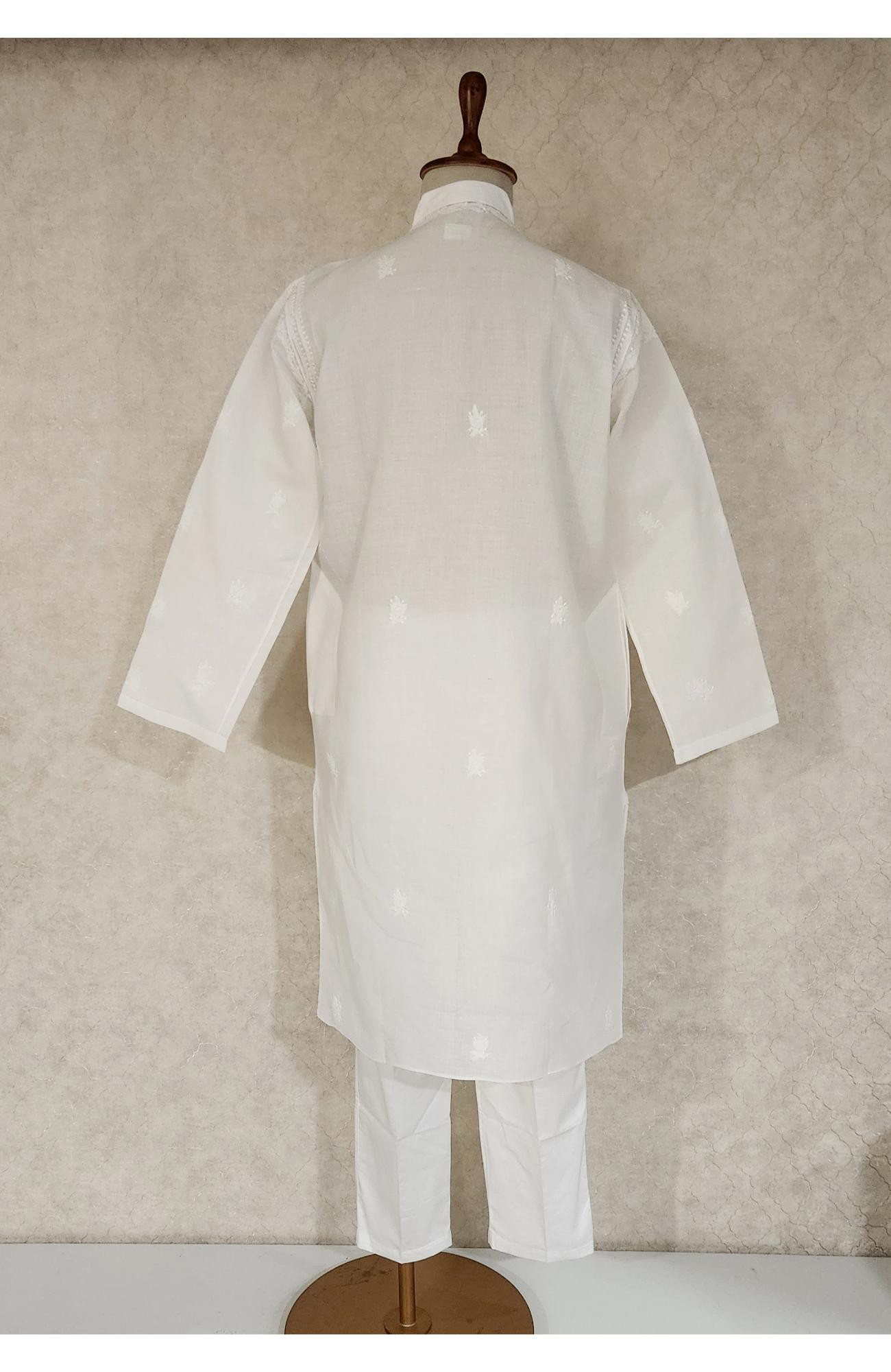 White Cotton Chikankari Kurta