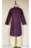 Wine Raw Silk Hakoba Kurta Set