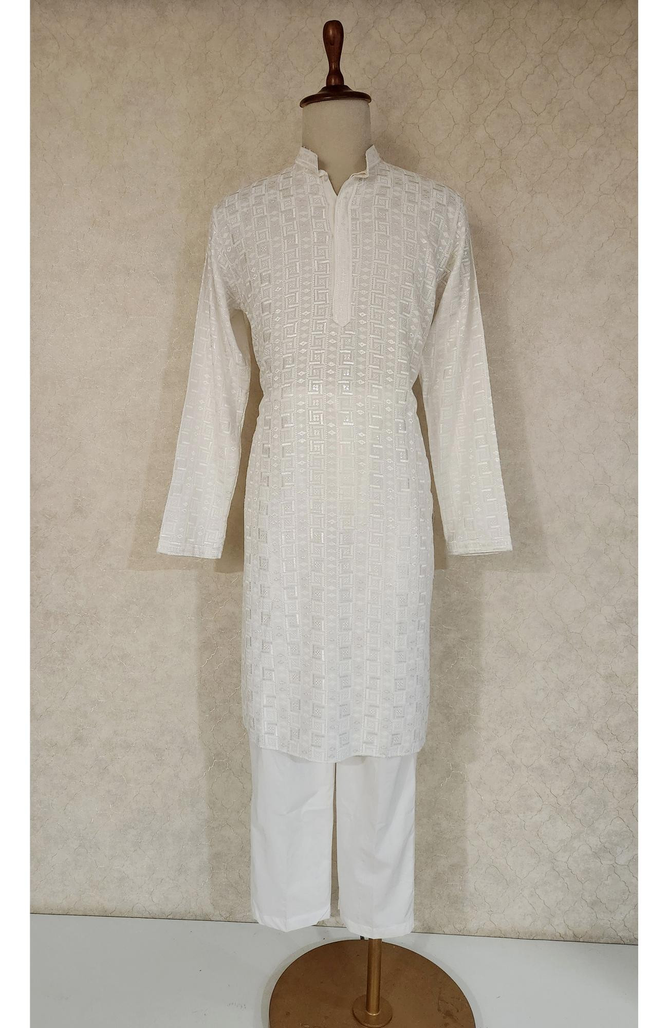White Rayon Hakoba Kurta