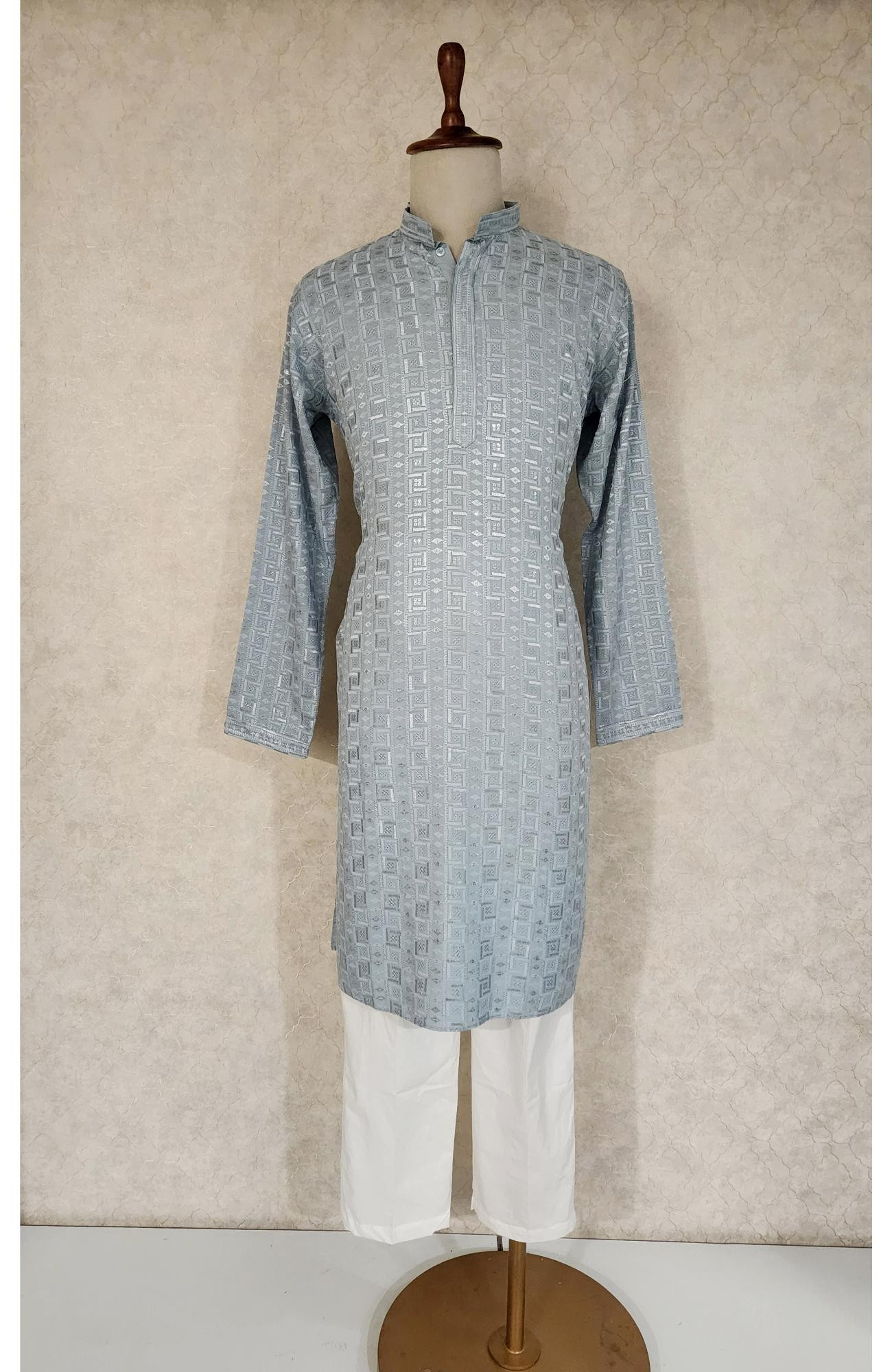 Light Grey Rayon Hakoba Kurta