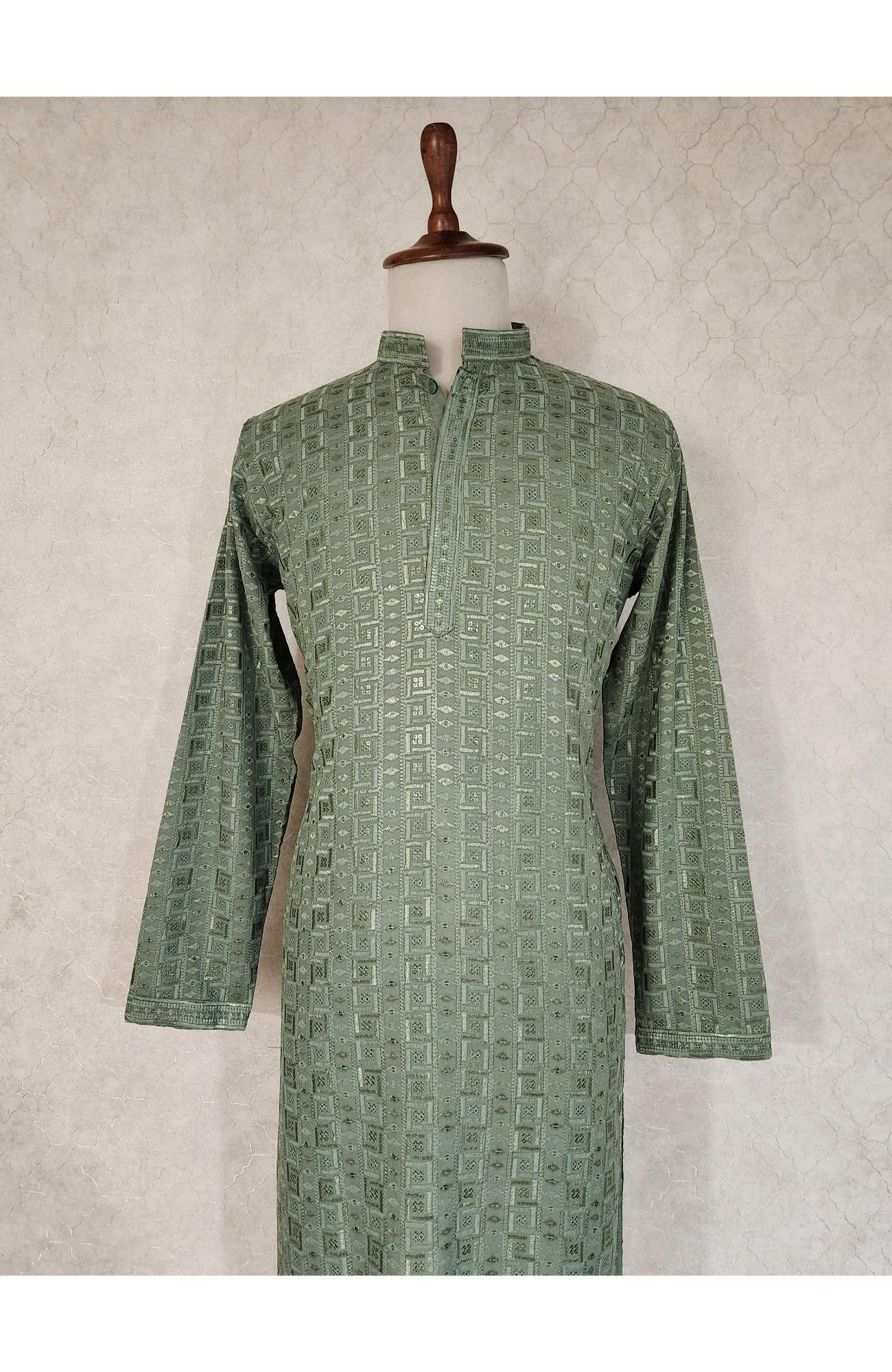 Green  Rayon Hakoba Kurta