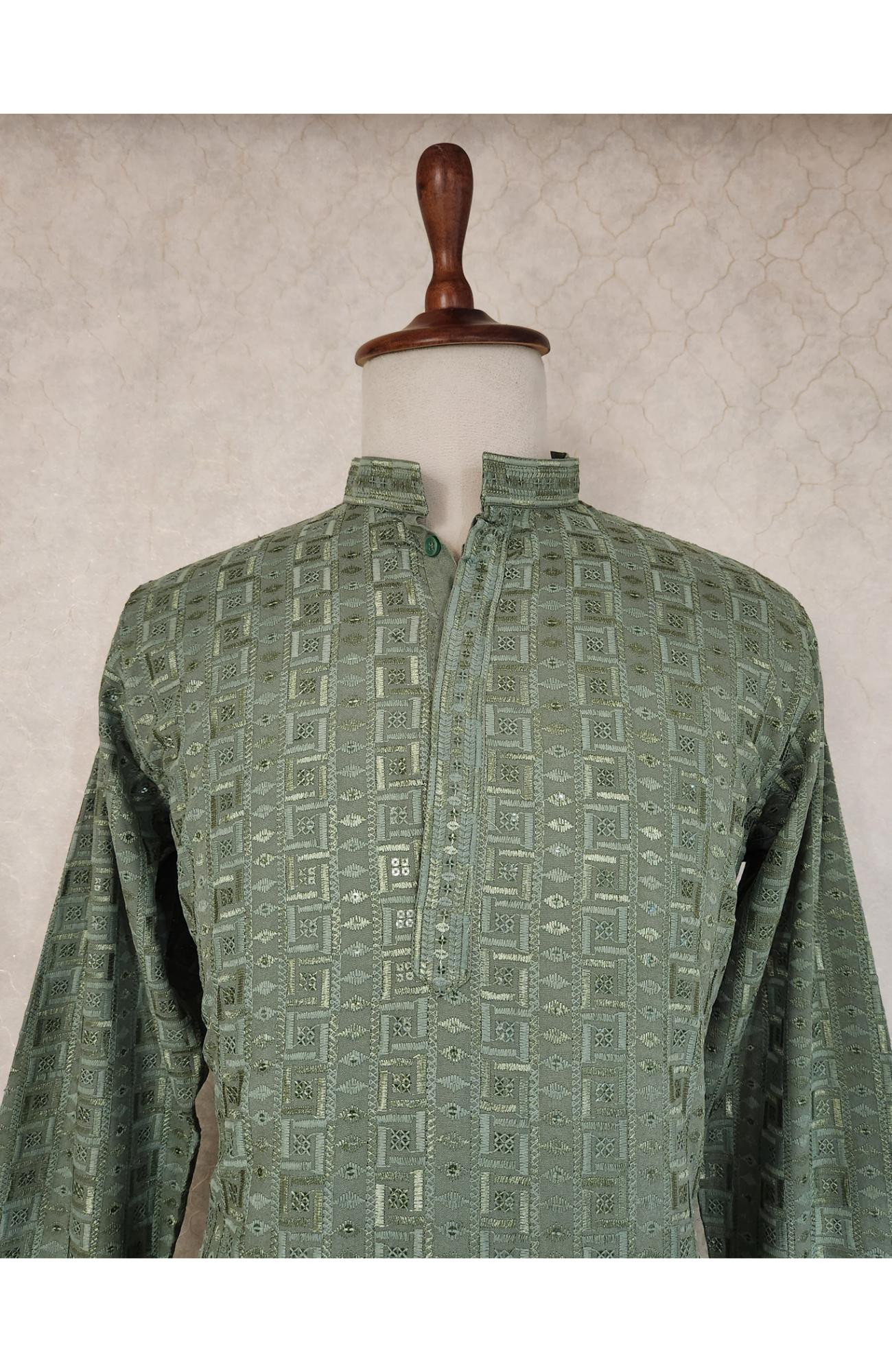 Green  Rayon Hakoba Kurta