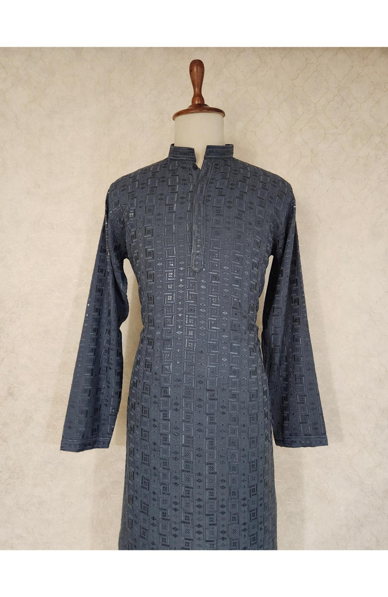 Blue Rayon Hakoba Kurta