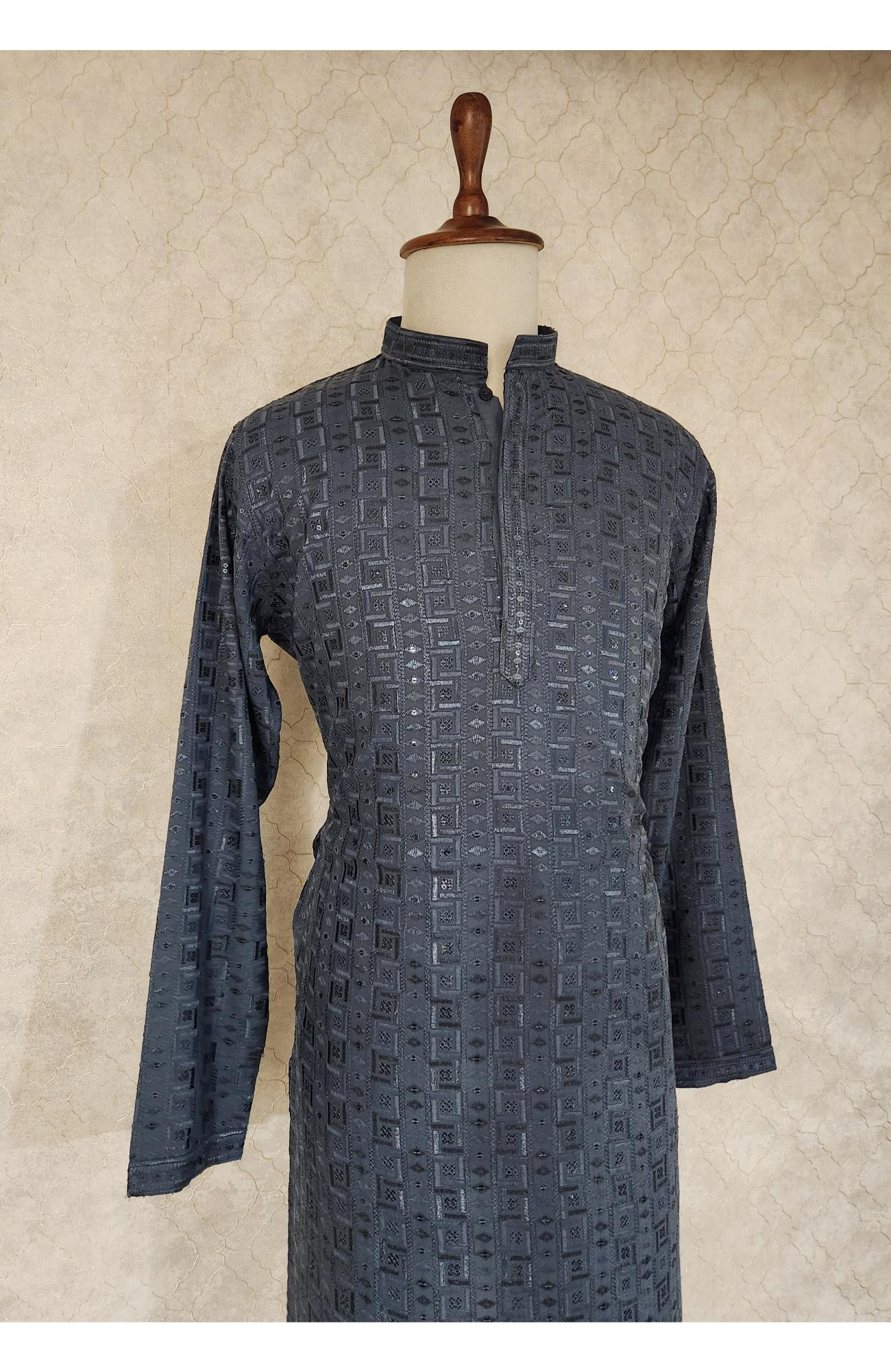 Blue Rayon Hakoba Kurta