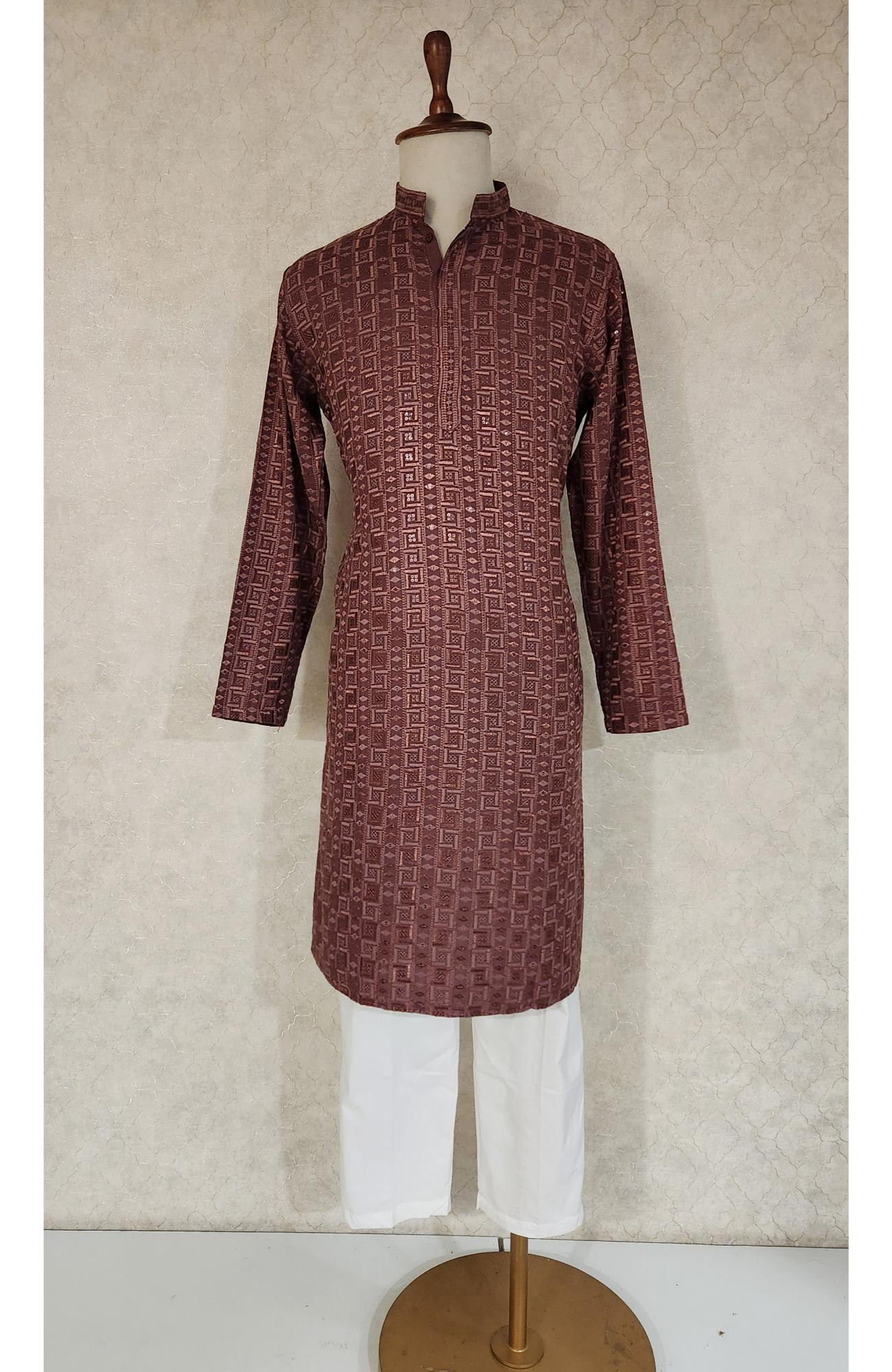 Maroon  Rayon Hakoba Kurta