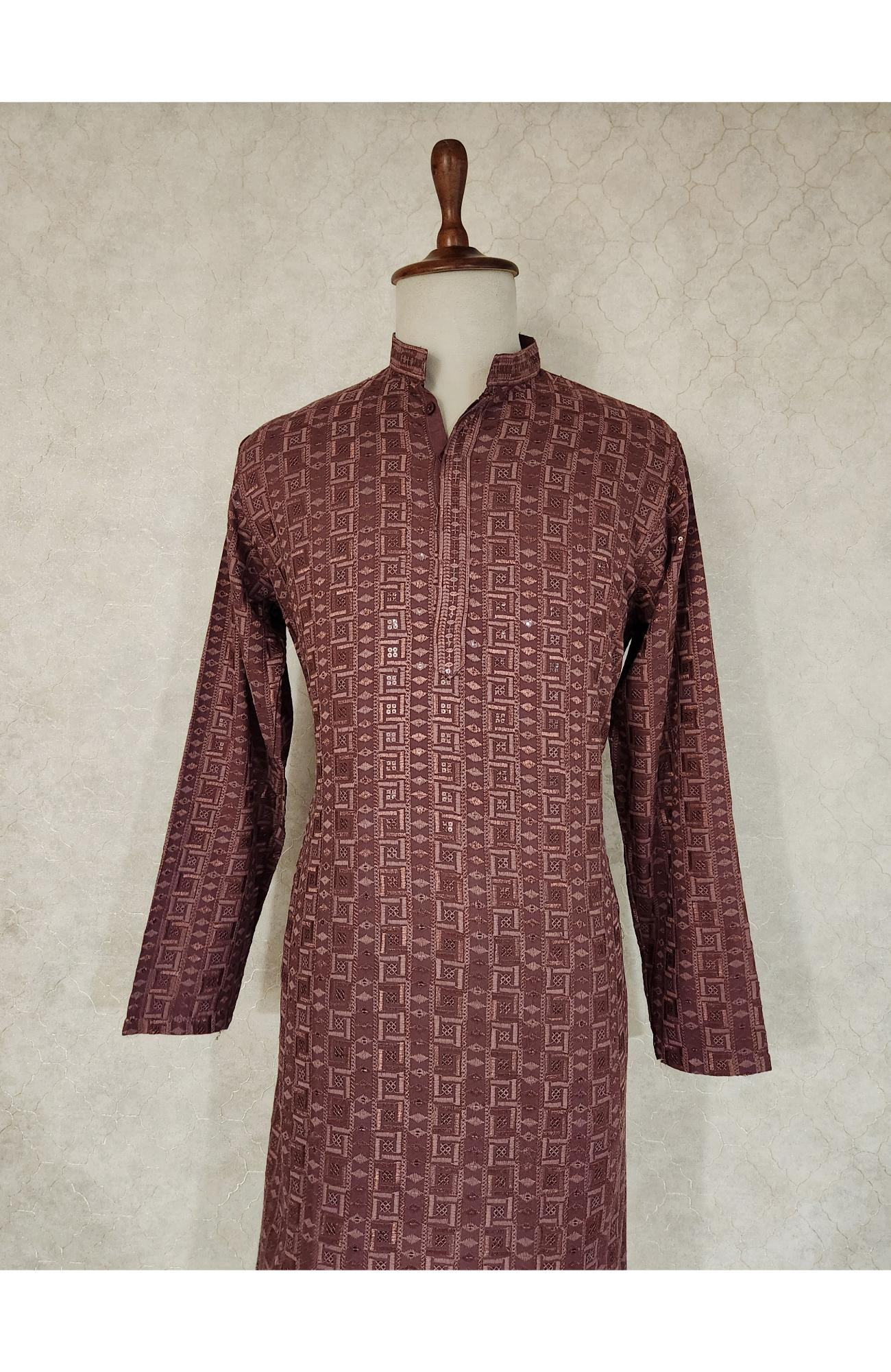 Maroon  Rayon Hakoba Kurta