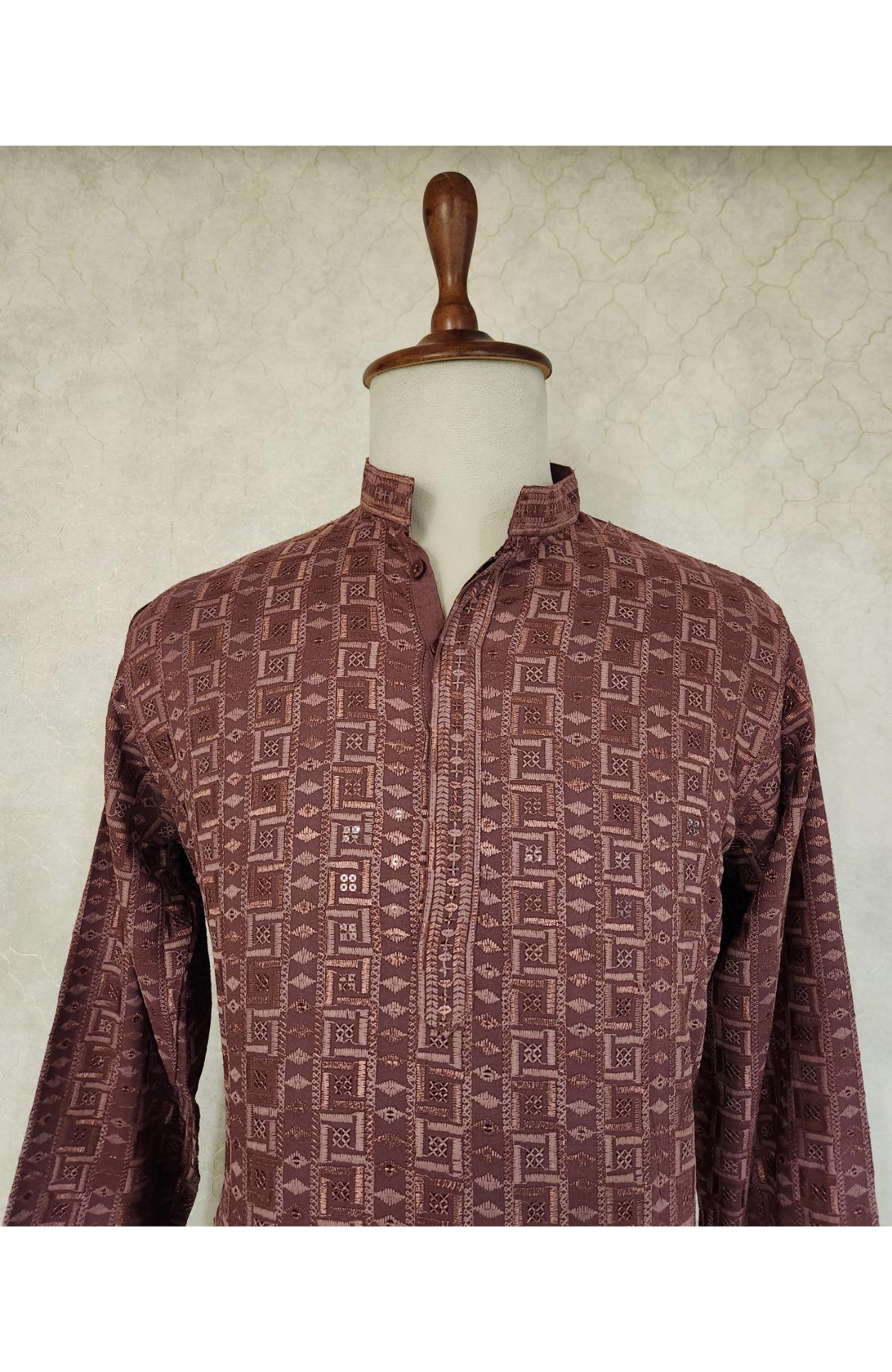Maroon  Rayon Hakoba Kurta