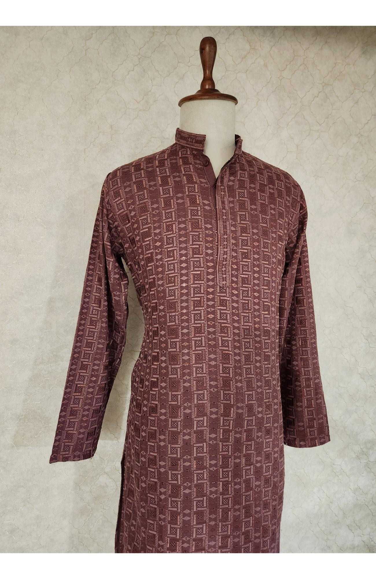 Maroon  Rayon Hakoba Kurta