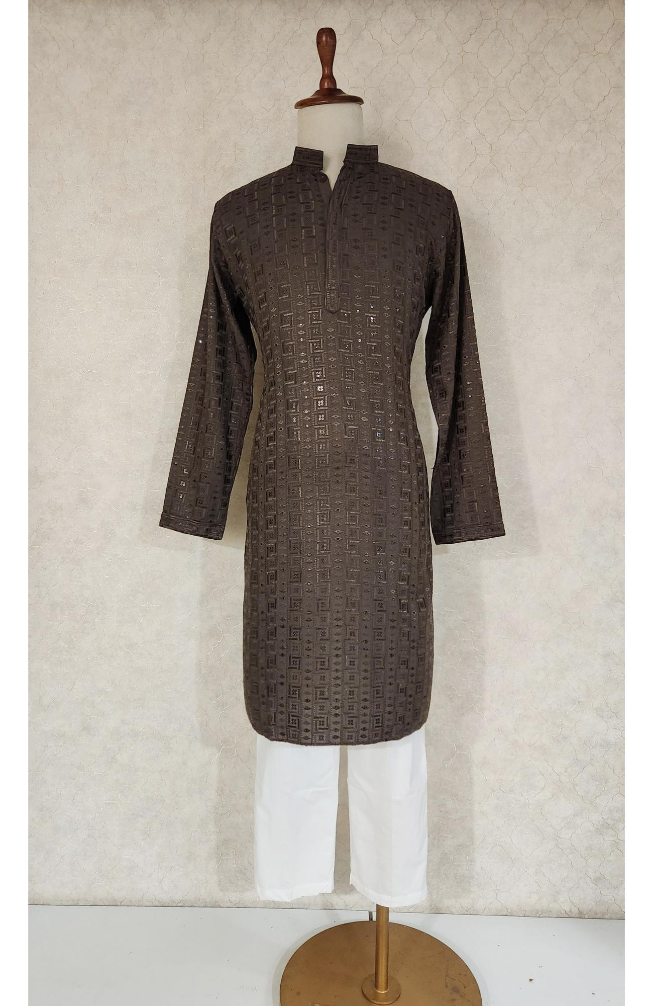 Bottle Green  Rayon Hakoba Kurta