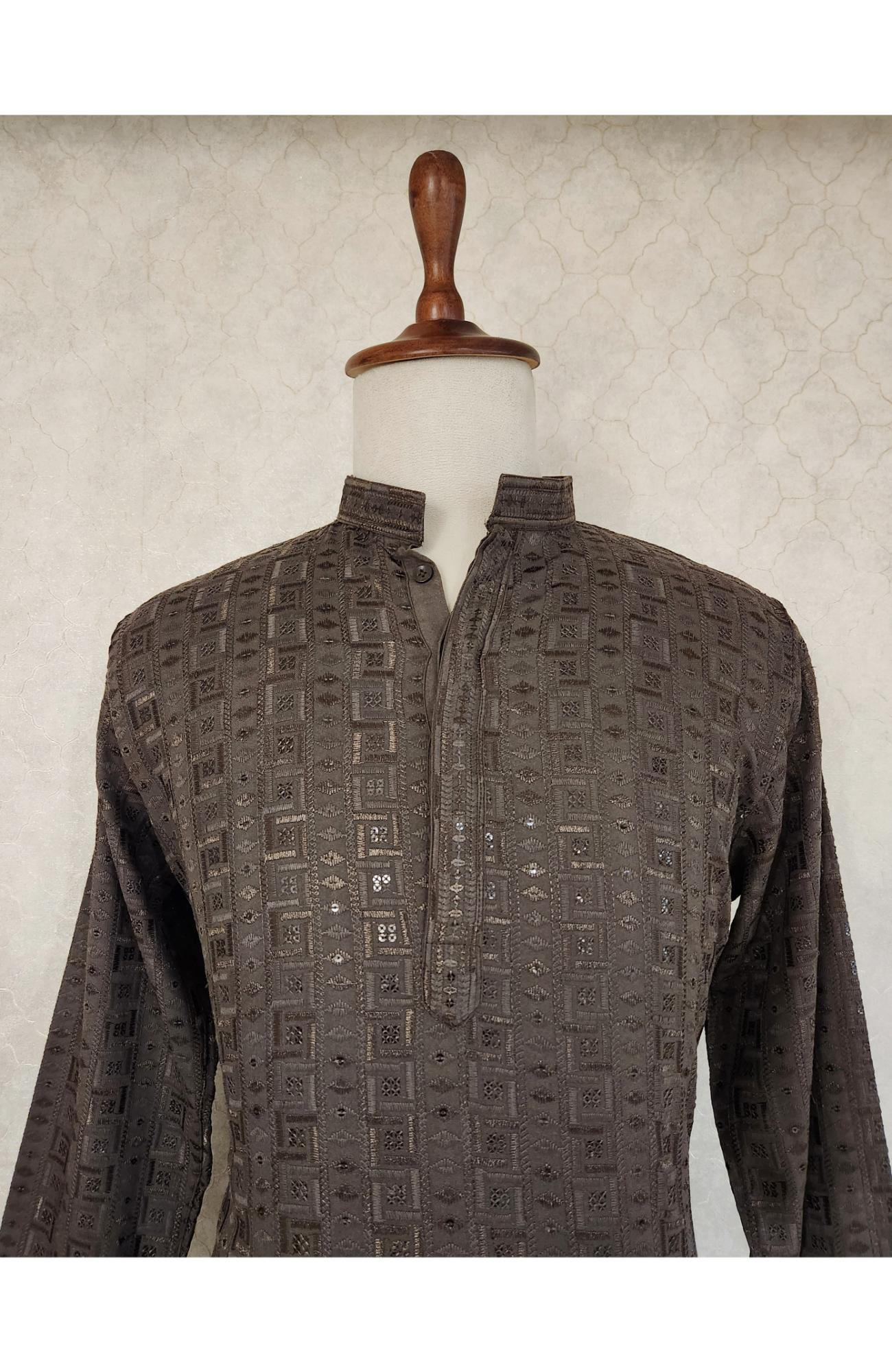 Bottle Green  Rayon Hakoba Kurta