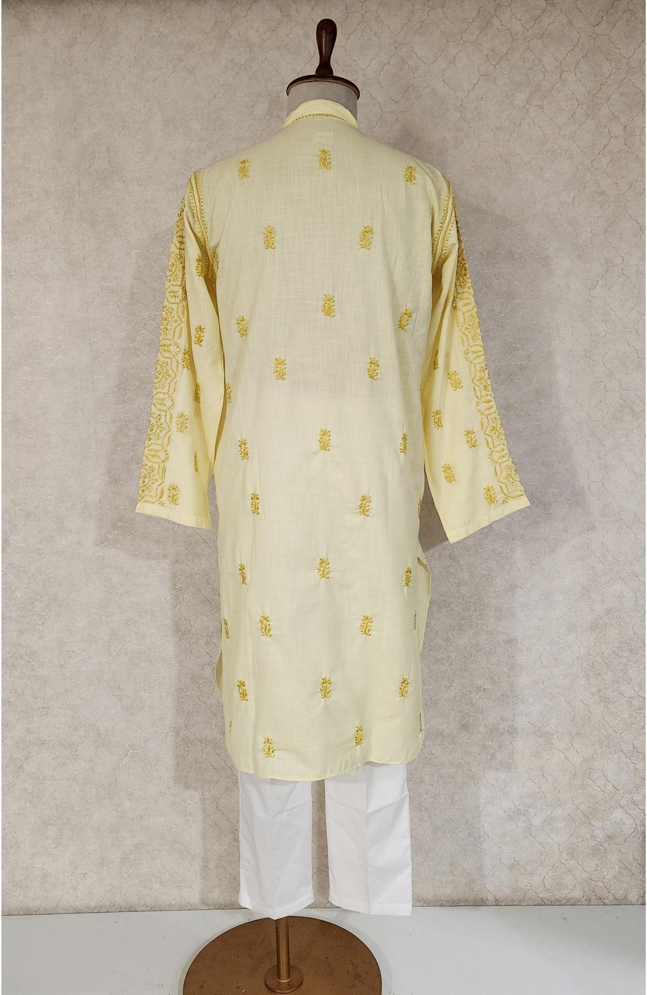Lemon Yellow Cotton Chikankari Kurta